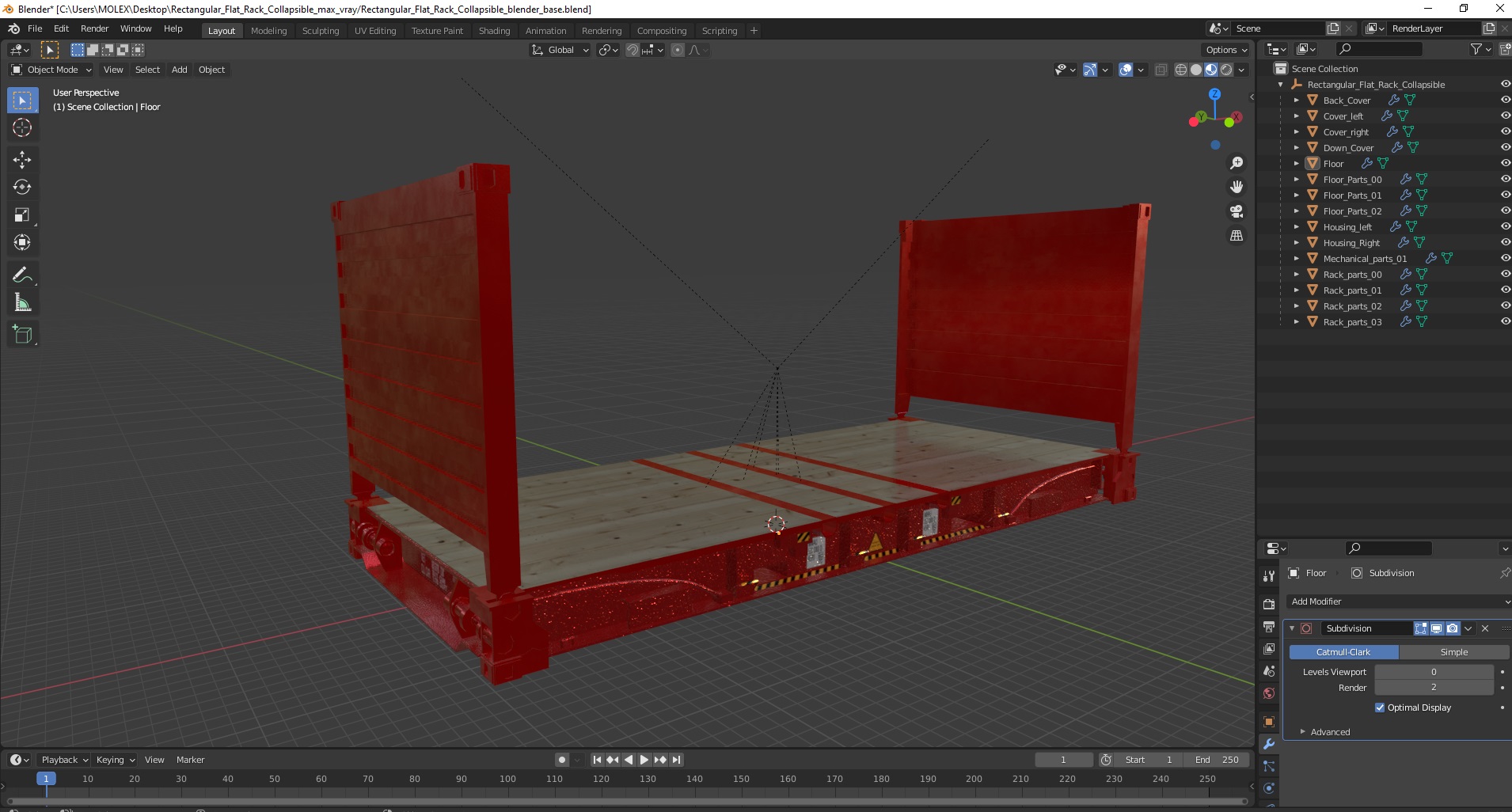 3D Rectangular Flat Rack Collapsible model