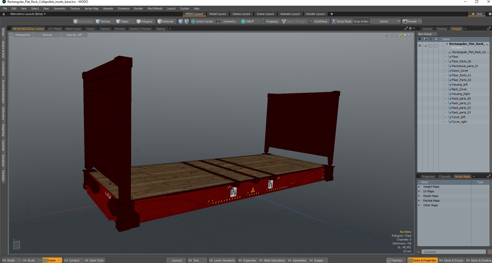 3D Rectangular Flat Rack Collapsible model