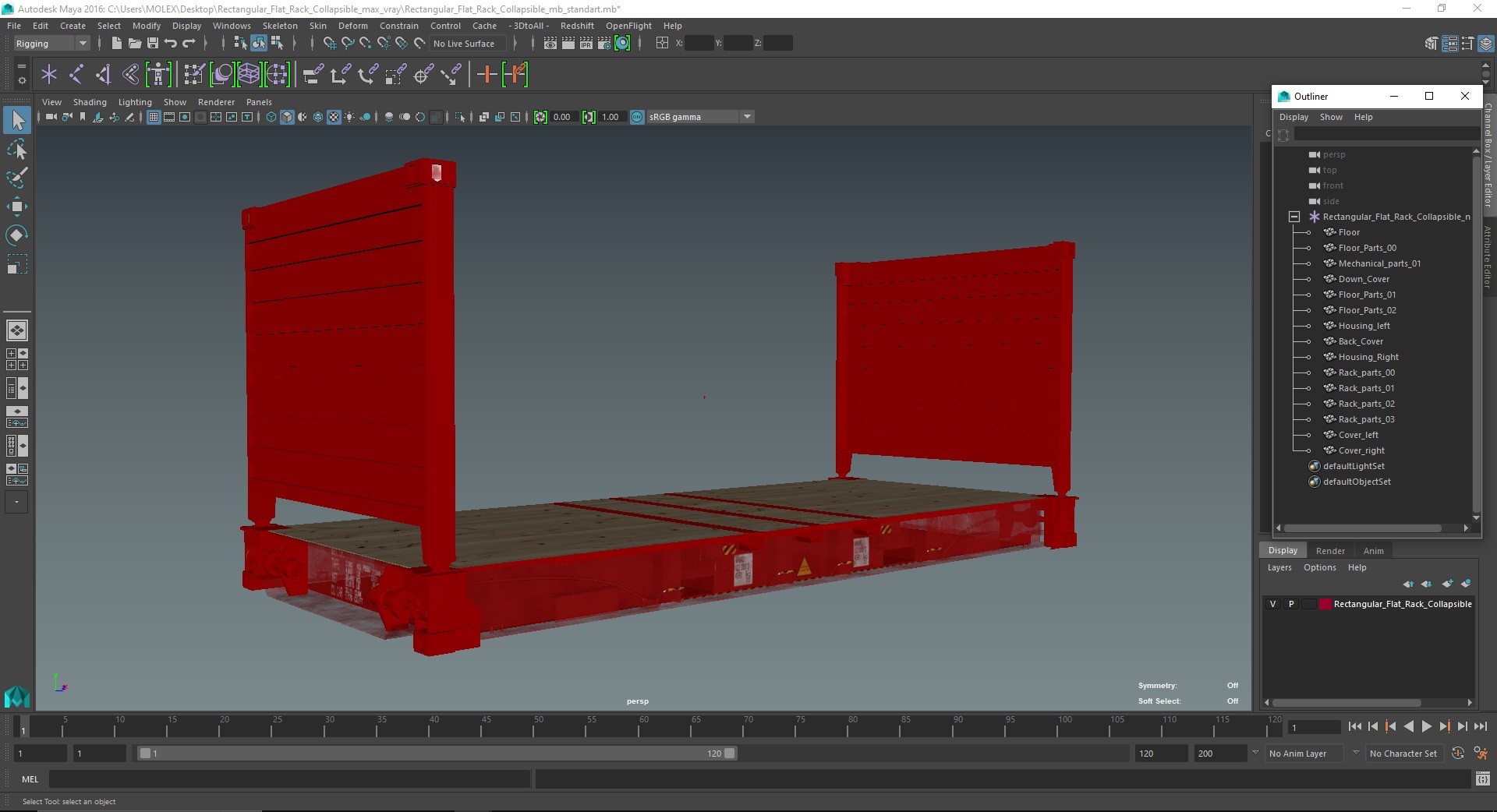 3D Rectangular Flat Rack Collapsible model