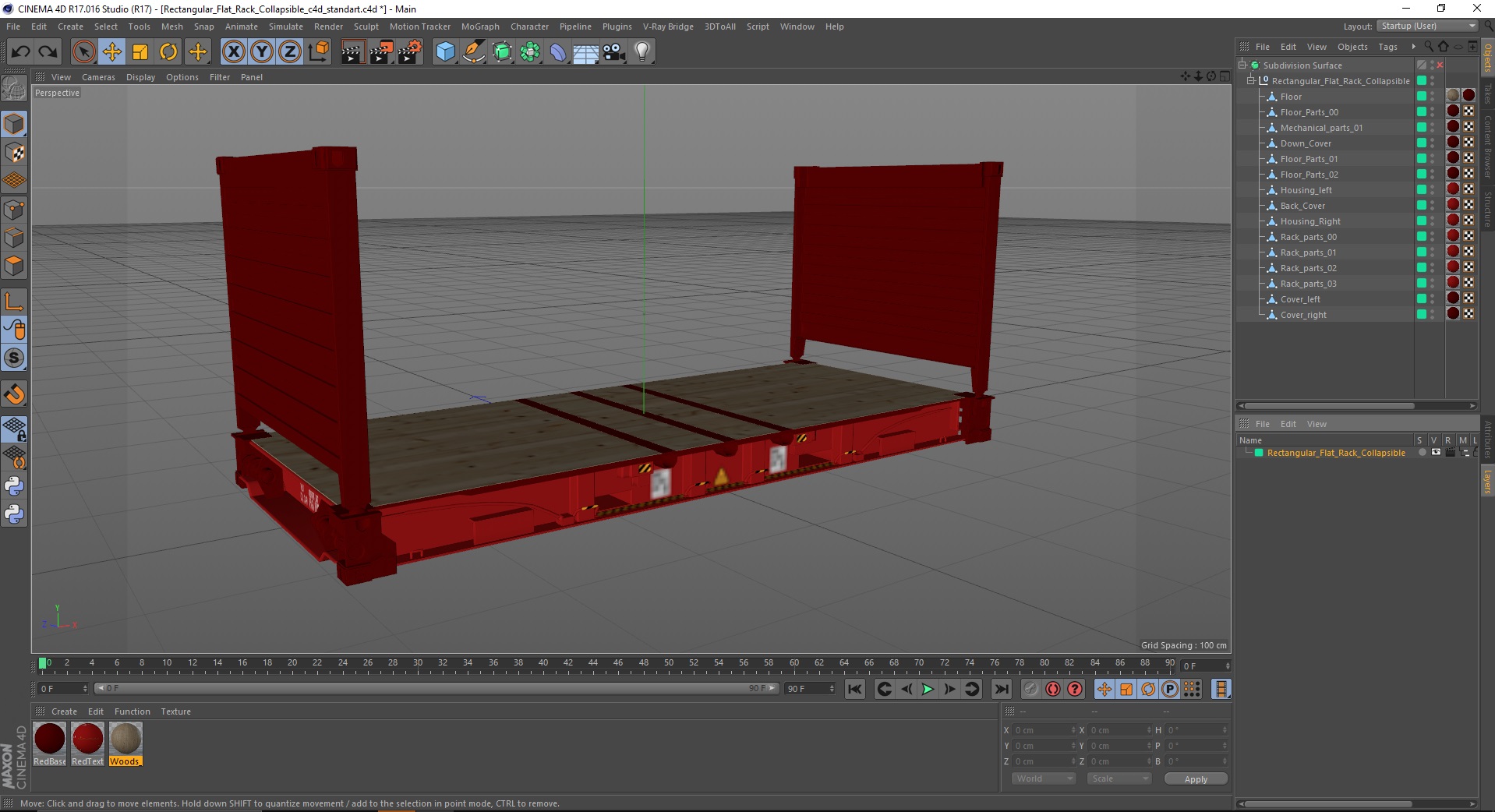 3D Rectangular Flat Rack Collapsible model