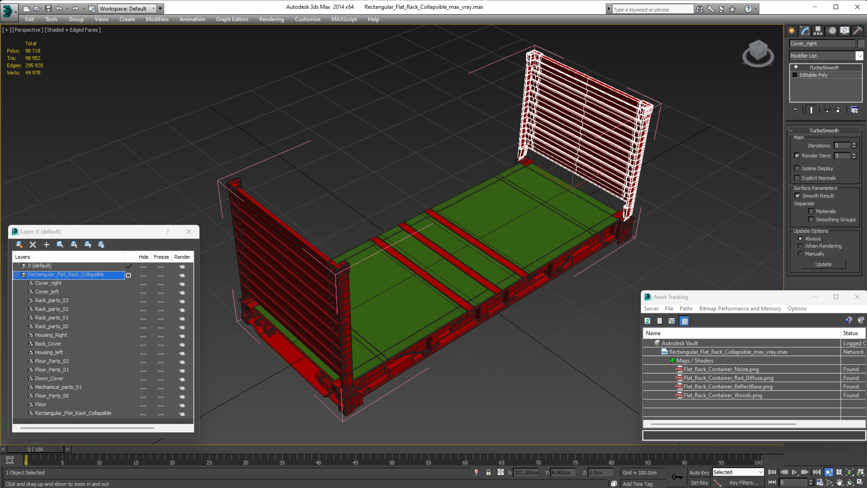 3D Rectangular Flat Rack Collapsible model