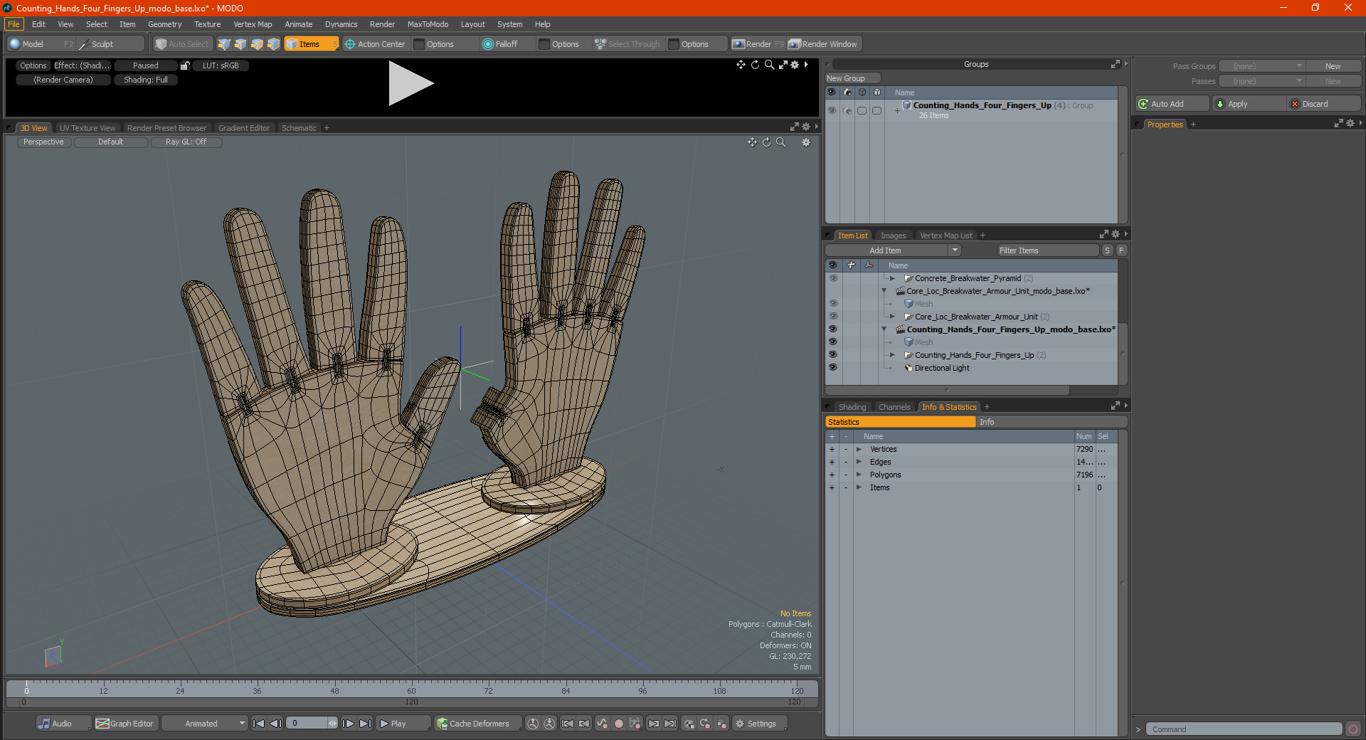 3D model Counting Hands Four Fingers Up