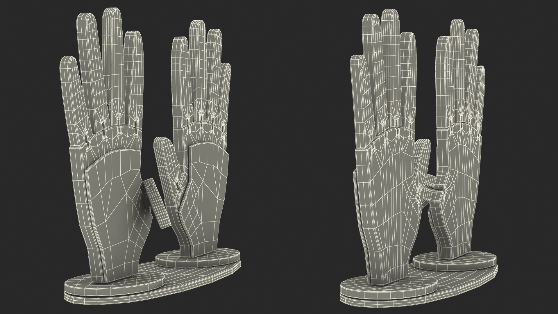 3D model Counting Hands Four Fingers Up