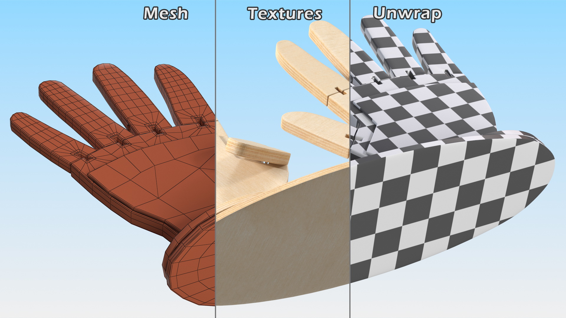 3D model Counting Hands Four Fingers Up