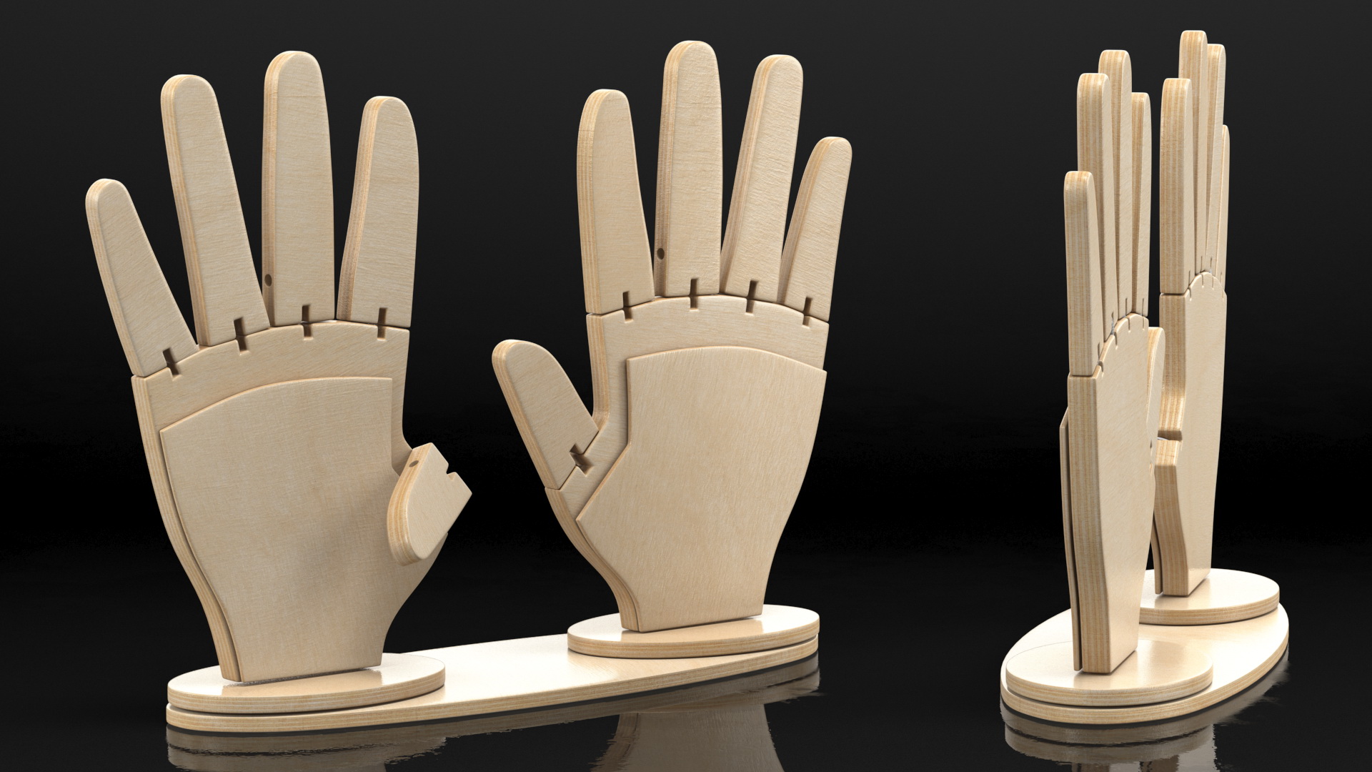 3D model Counting Hands Four Fingers Up