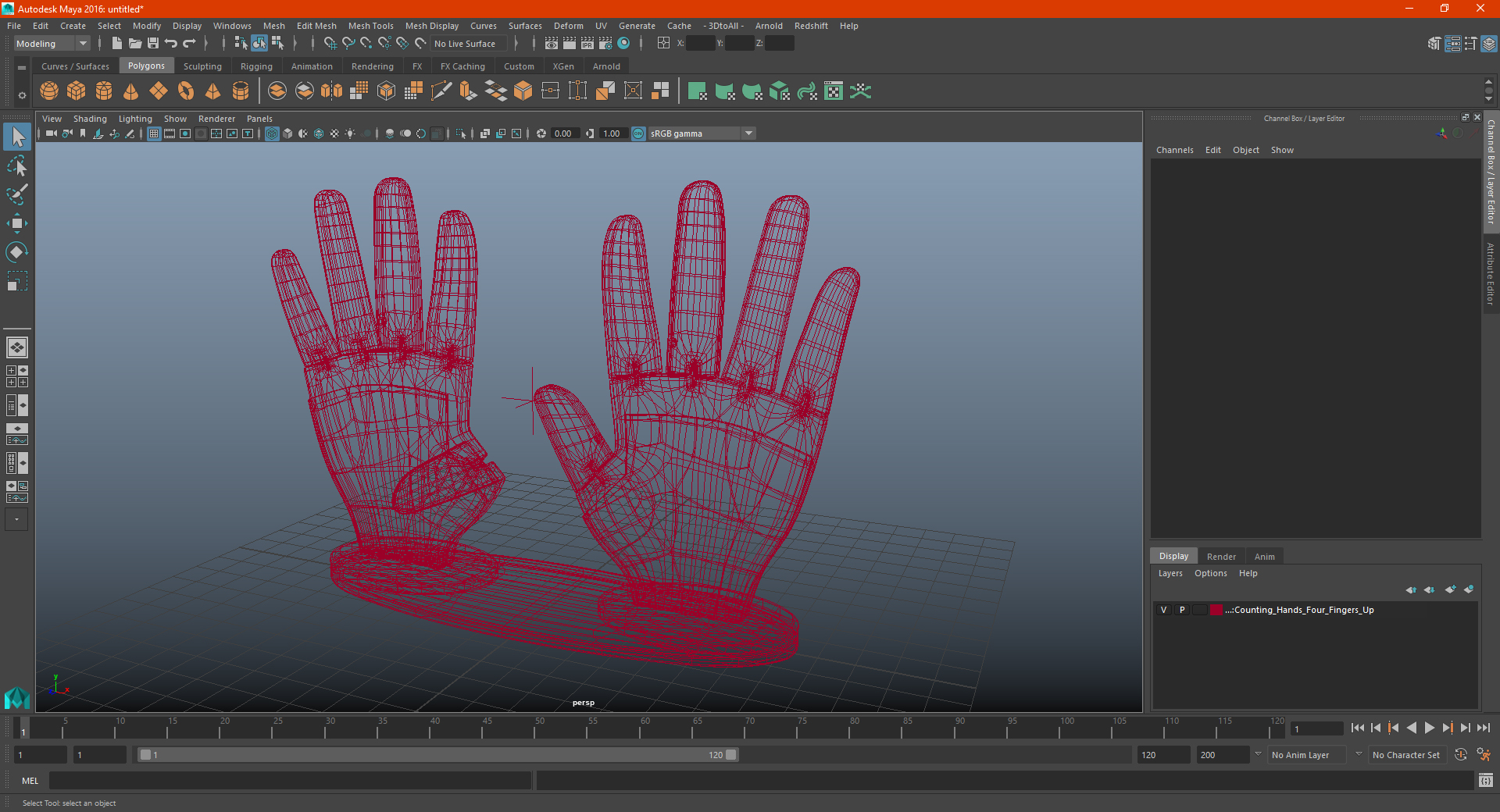 3D model Counting Hands Four Fingers Up