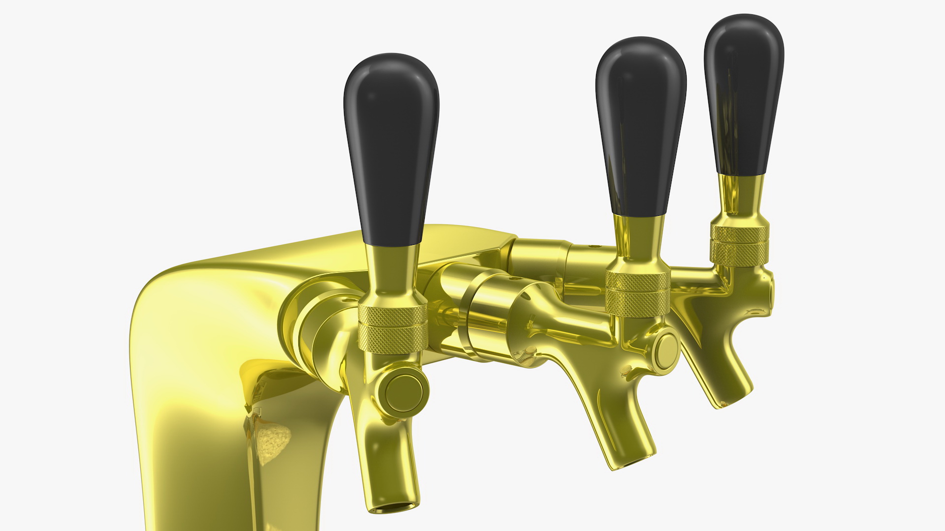 3D Triple Tap Brass Draft Beer Tower with Beer Mugs model