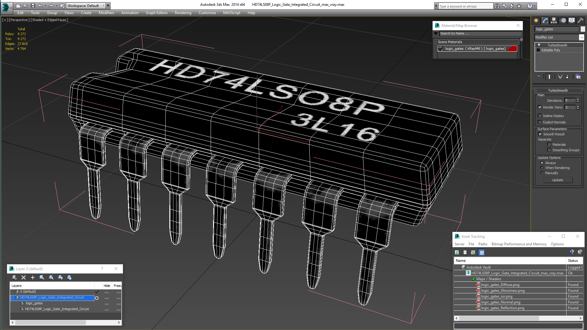 HD74LS08P Logic Gate Integrated Circuit 3D model