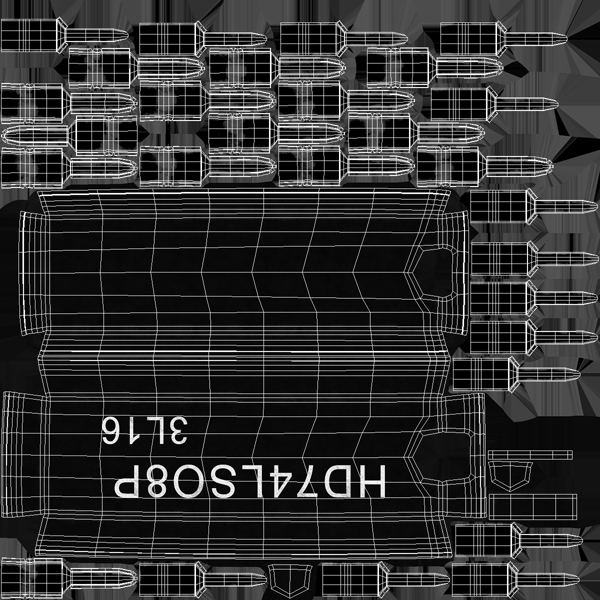 HD74LS08P Logic Gate Integrated Circuit 3D model