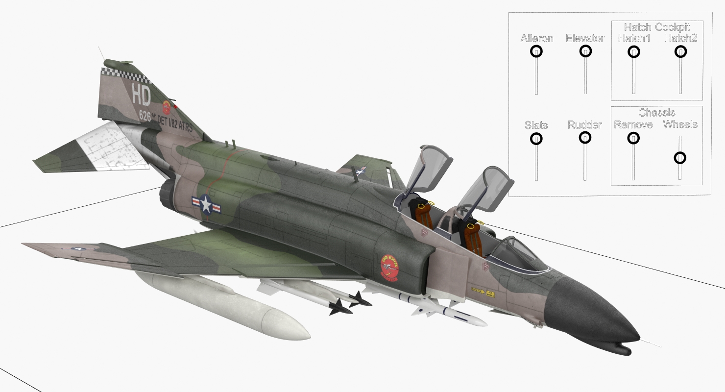 McDonnell Douglas F 4 Phantom II Rigged 3D model
