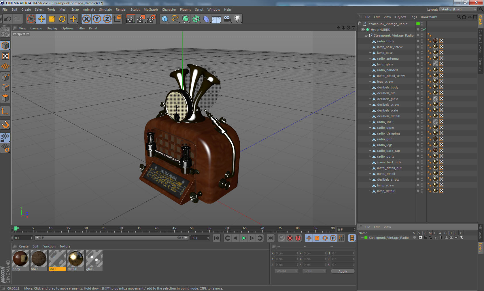 3D Steampunk Vintage Radio model