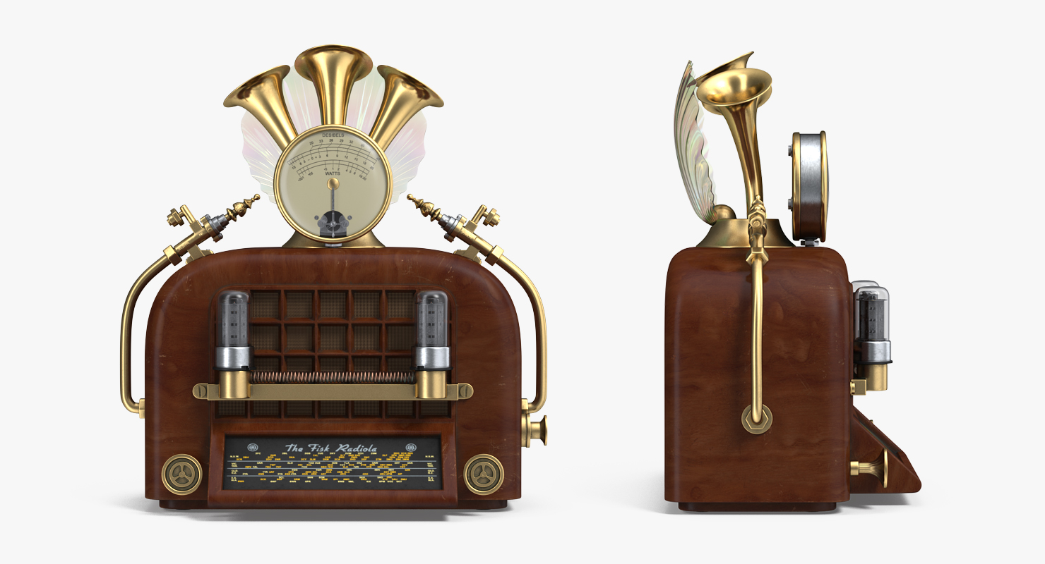 3D Steampunk Vintage Radio model