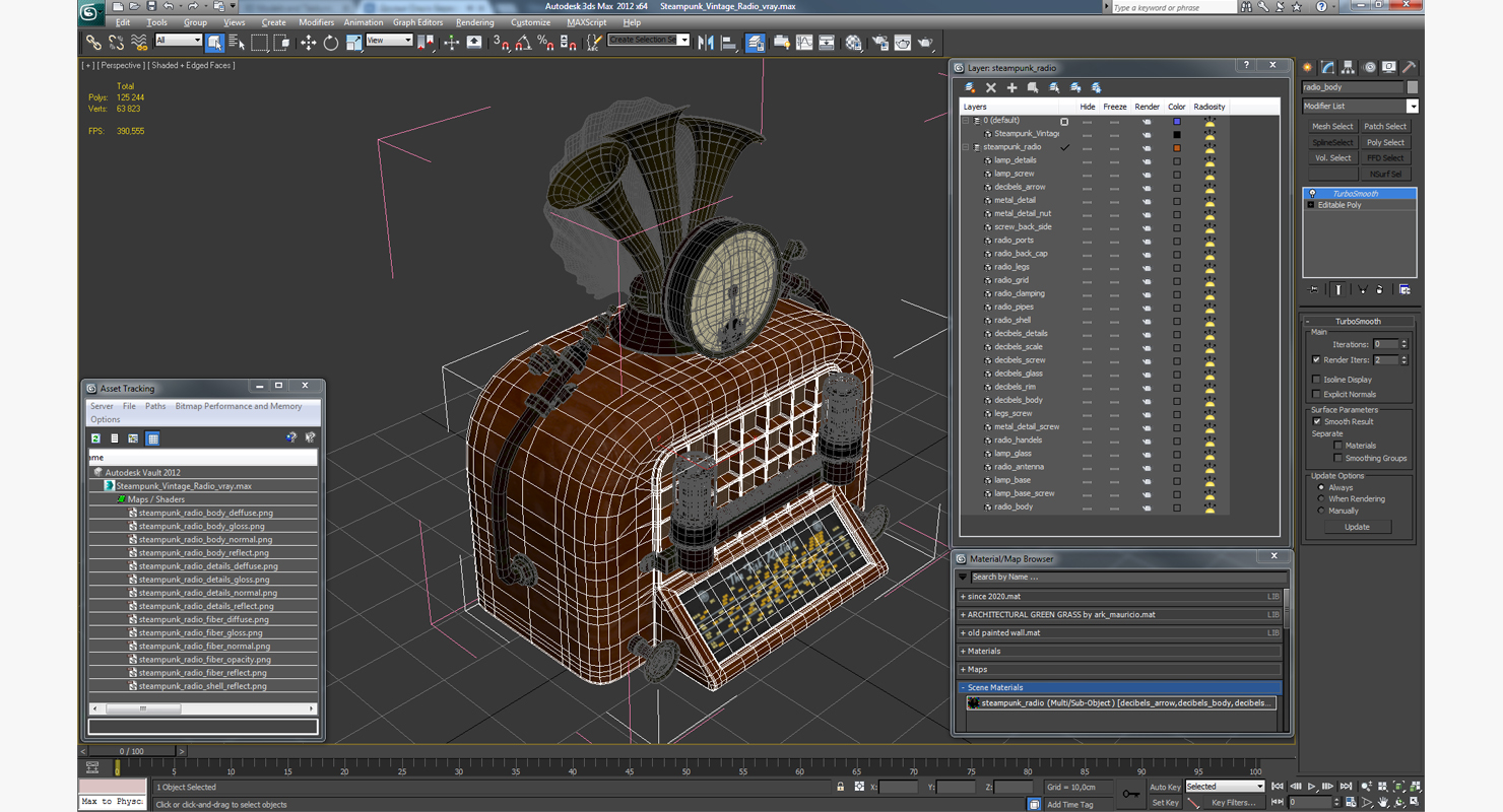3D Steampunk Vintage Radio model