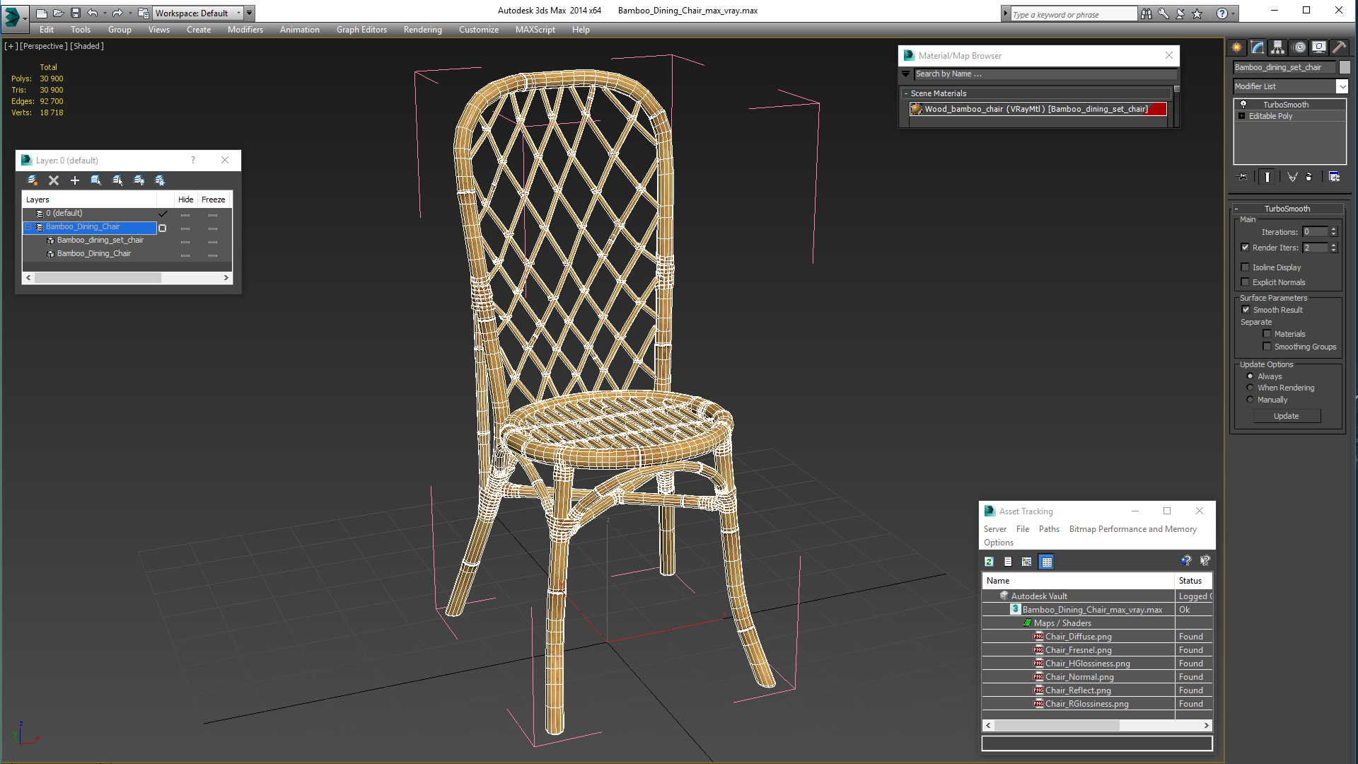 Bamboo Dining Chair 3D model