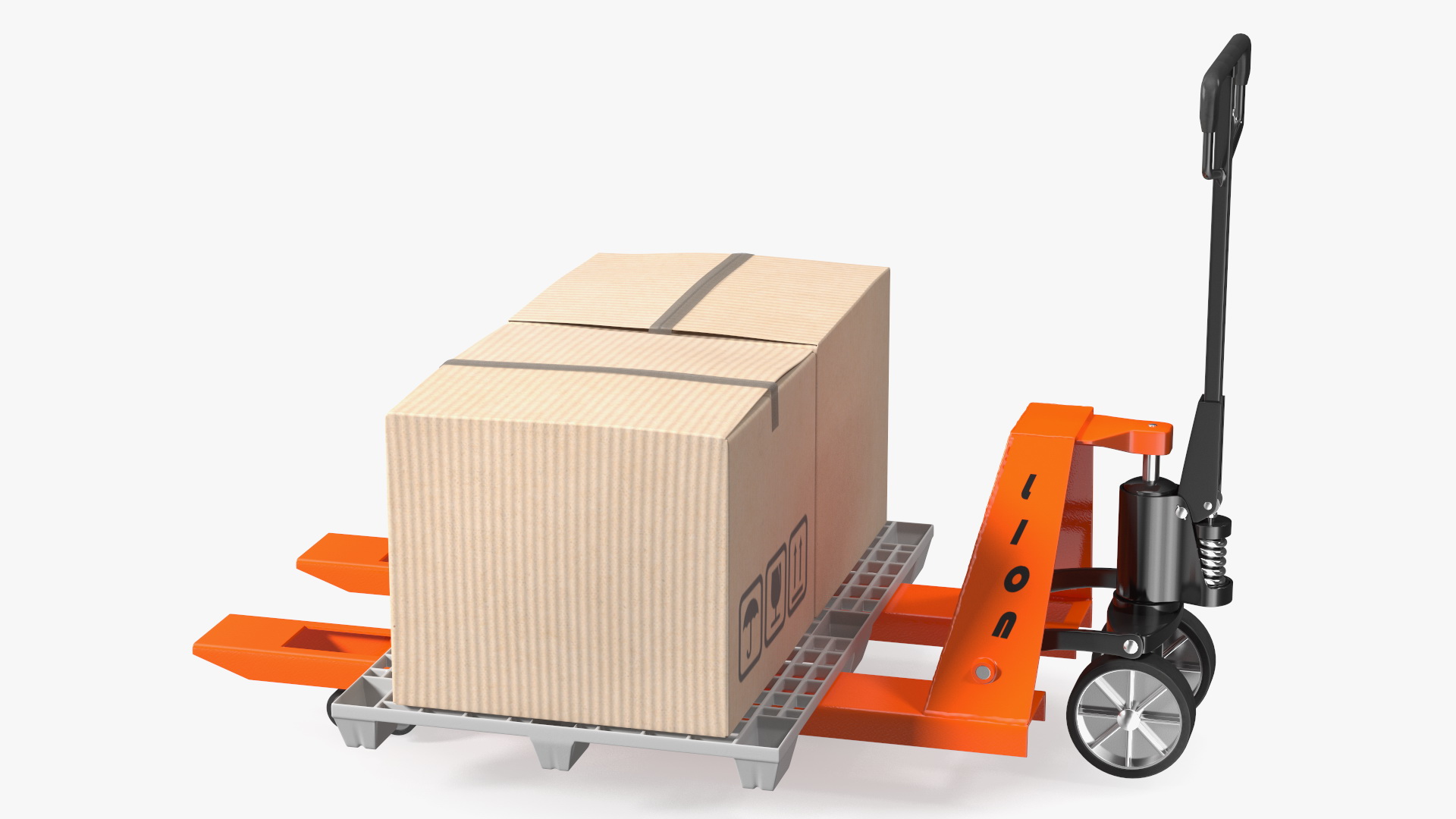 Lion Premium Hand Pallet Truck with Boxes Rigged for Cinema 4D 3D