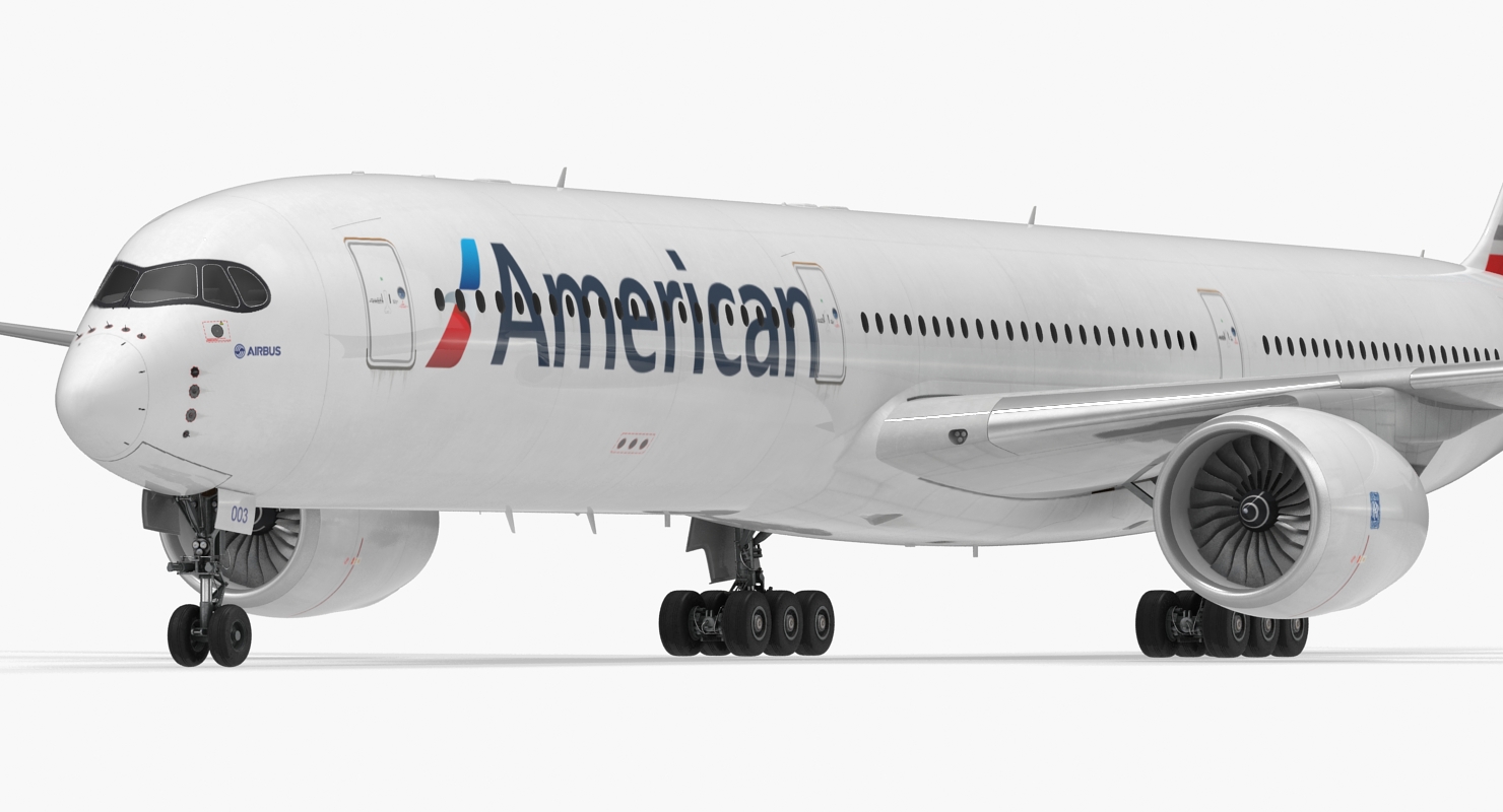 3D Airbus A350 1000 American Airlines Rigged