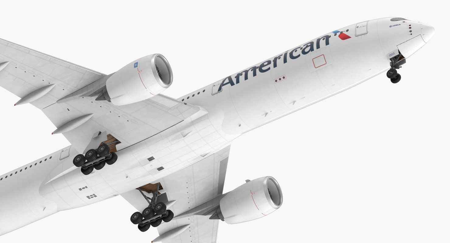 3D Airbus A350 1000 American Airlines Rigged