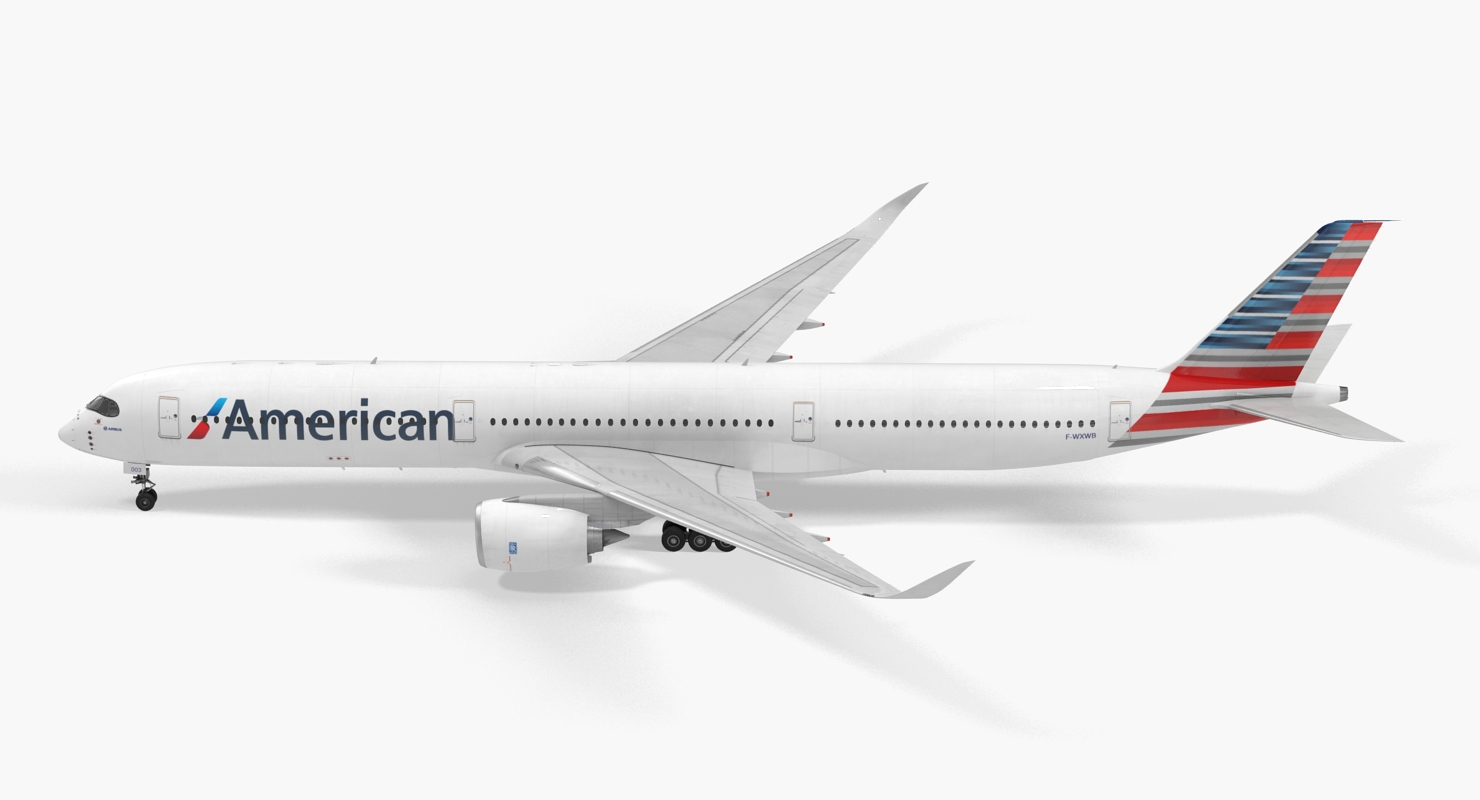 3D Airbus A350 1000 American Airlines Rigged