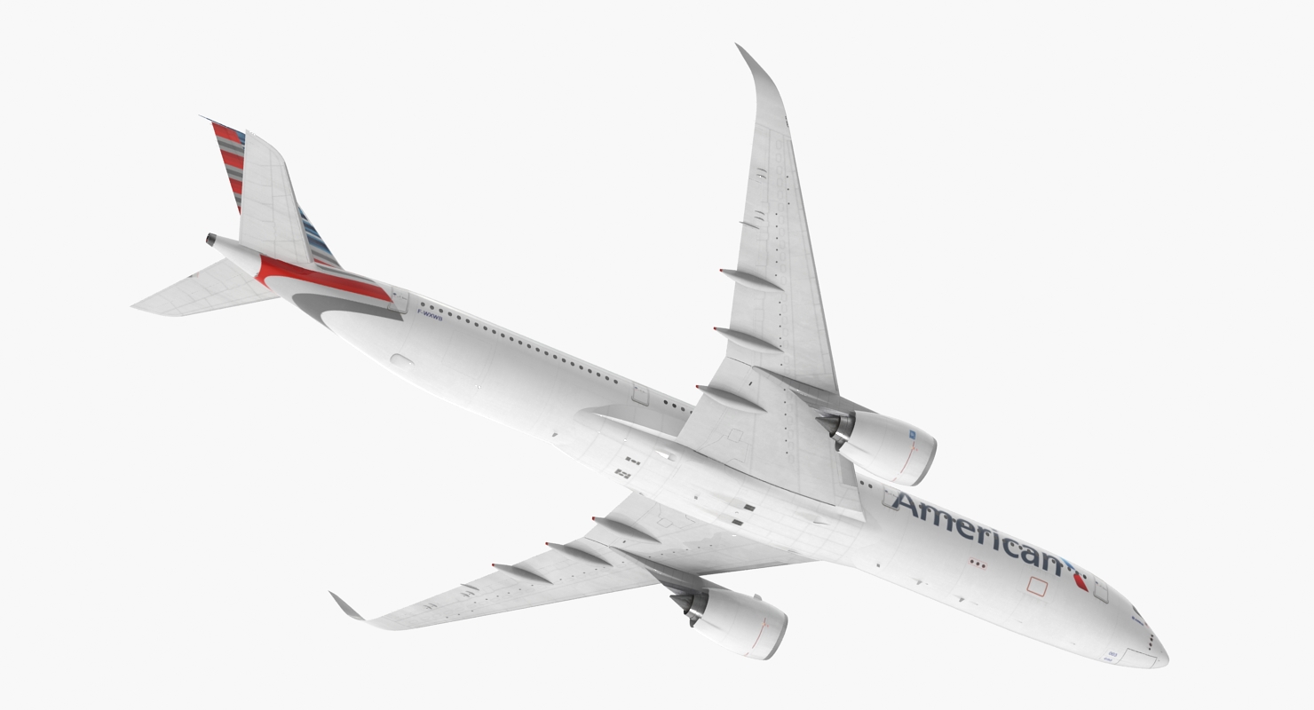 3D Airbus A350 1000 American Airlines Rigged