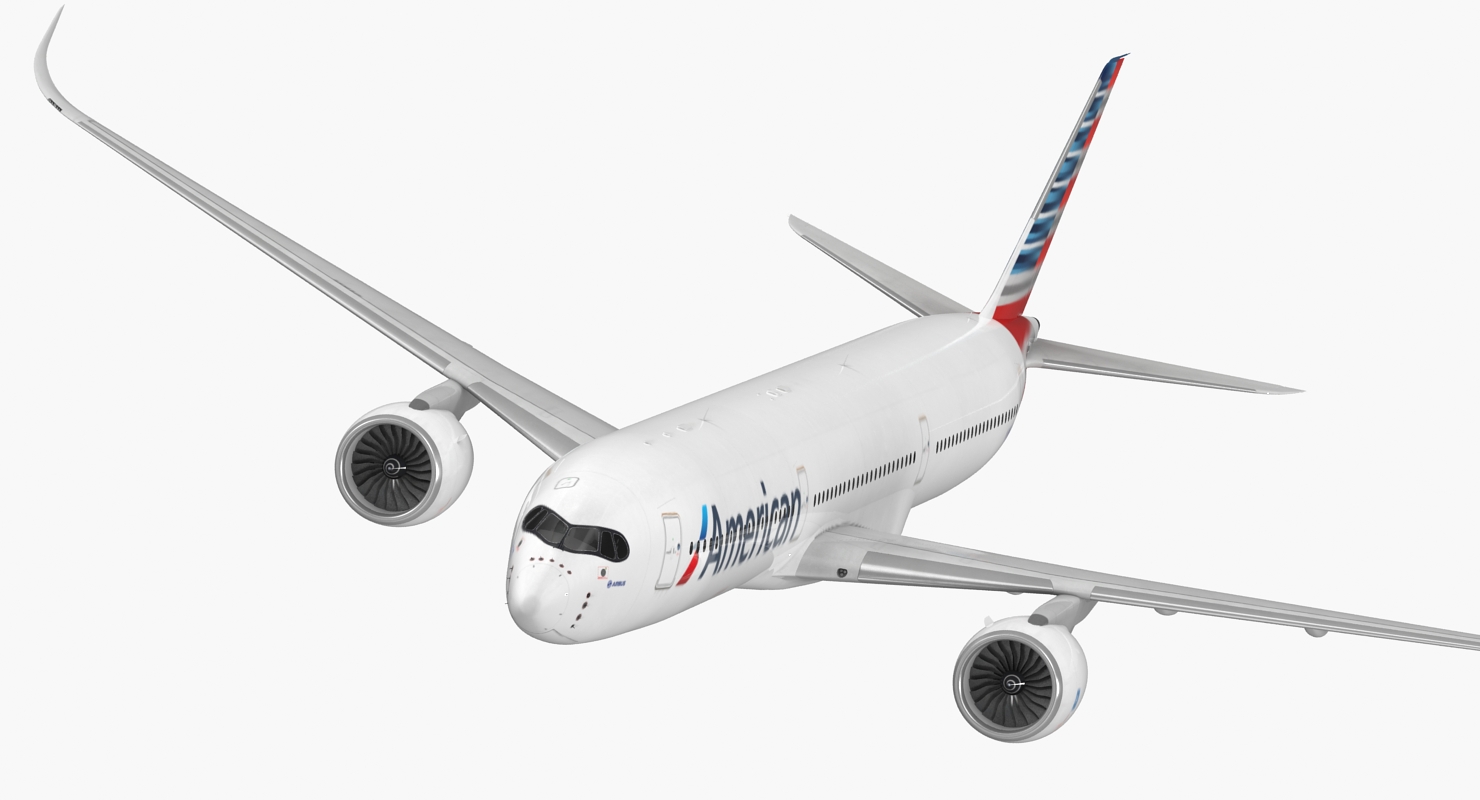 3D Airbus A350 1000 American Airlines Rigged