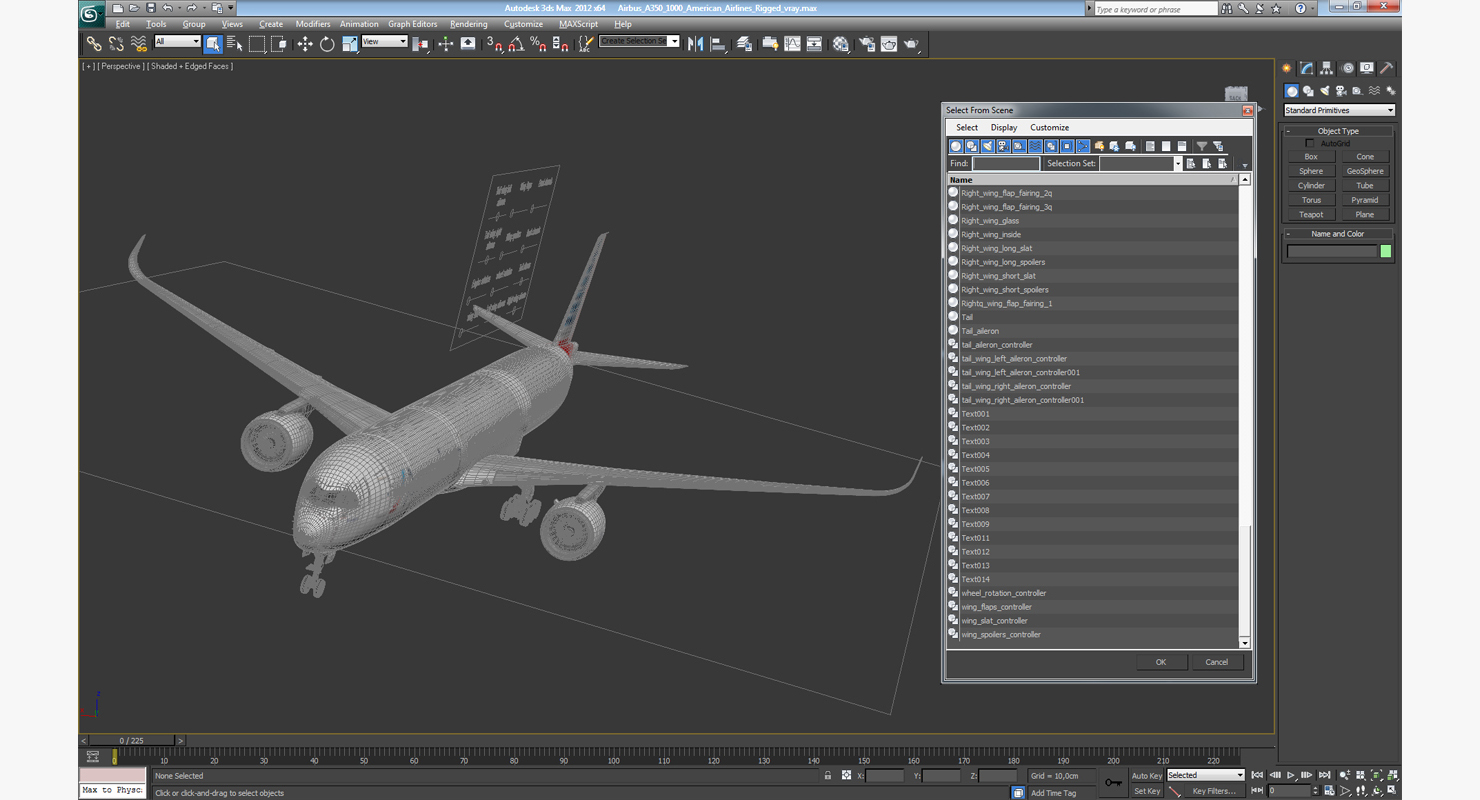 3D Airbus A350 1000 American Airlines Rigged