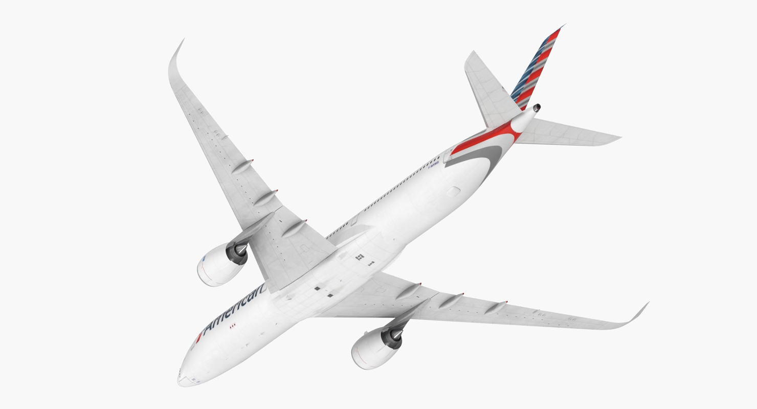 3D Airbus A350 1000 American Airlines Rigged