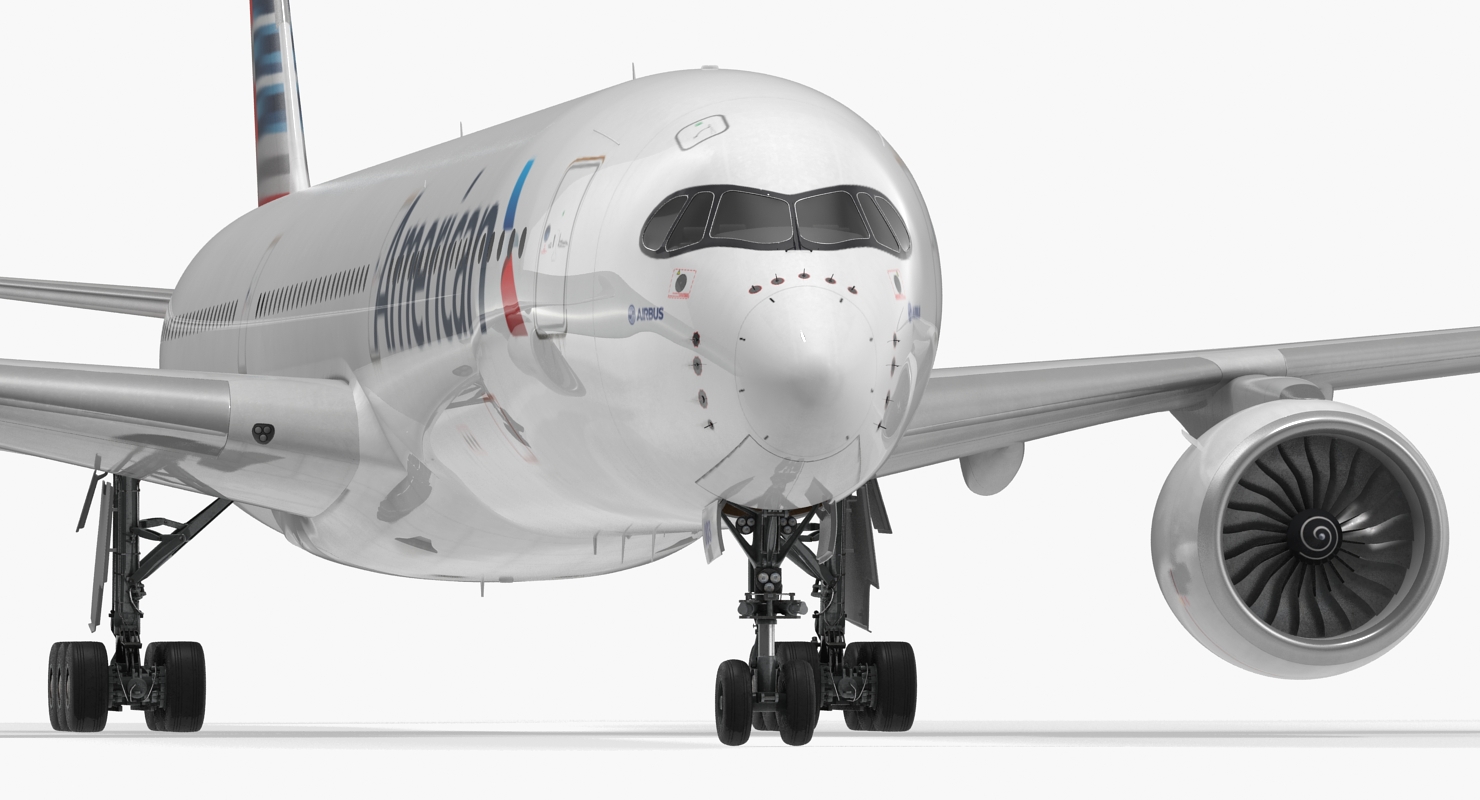 3D Airbus A350 1000 American Airlines Rigged