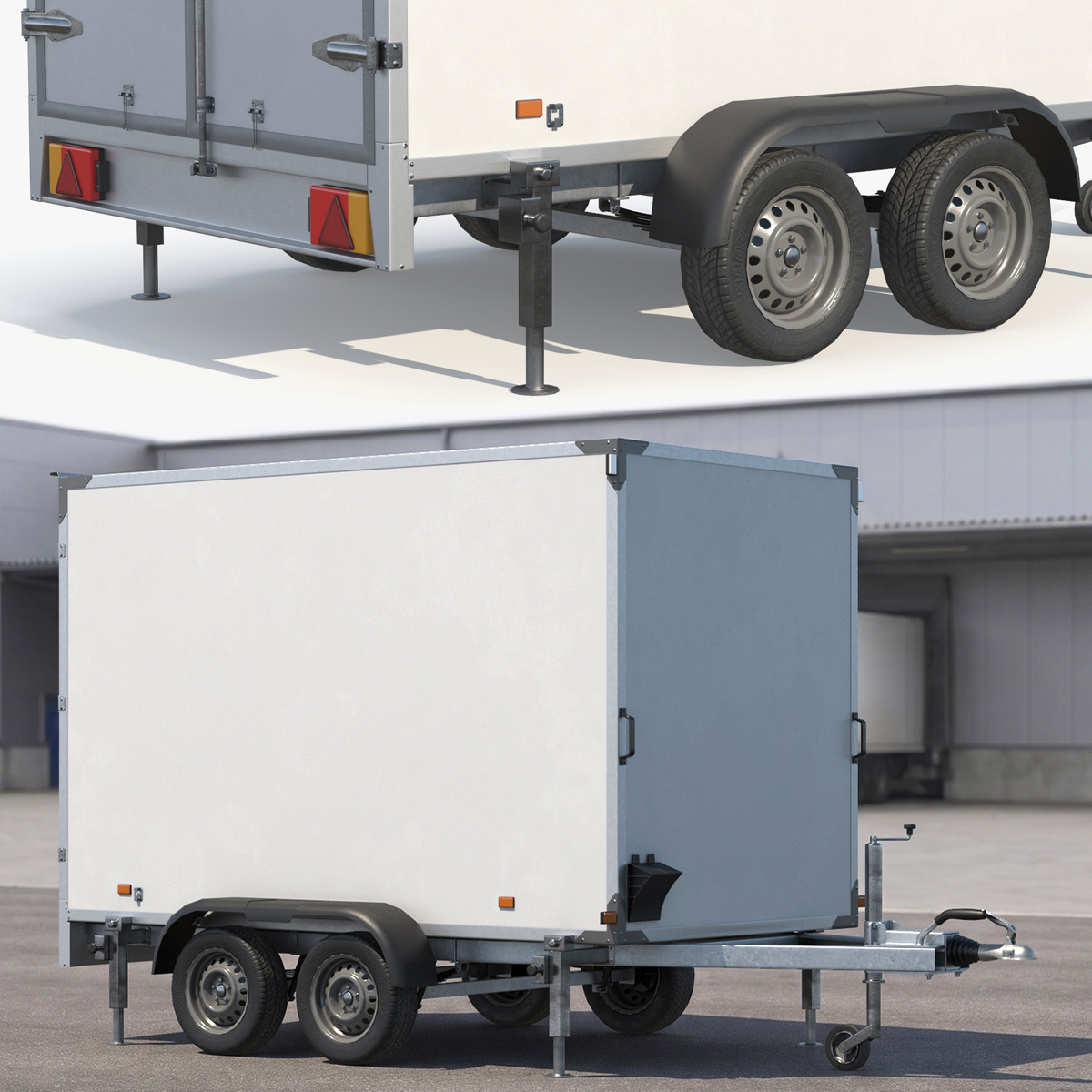 Enclosed Cargo Trailer Dual Axle Game Ready 3D model preview