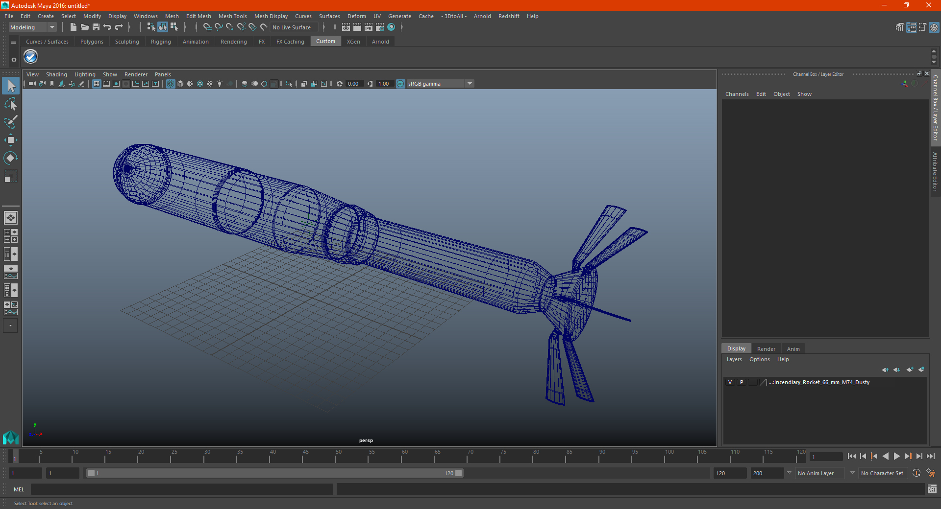 3D Incendiary Rocket 66 mm M74 Dusty model