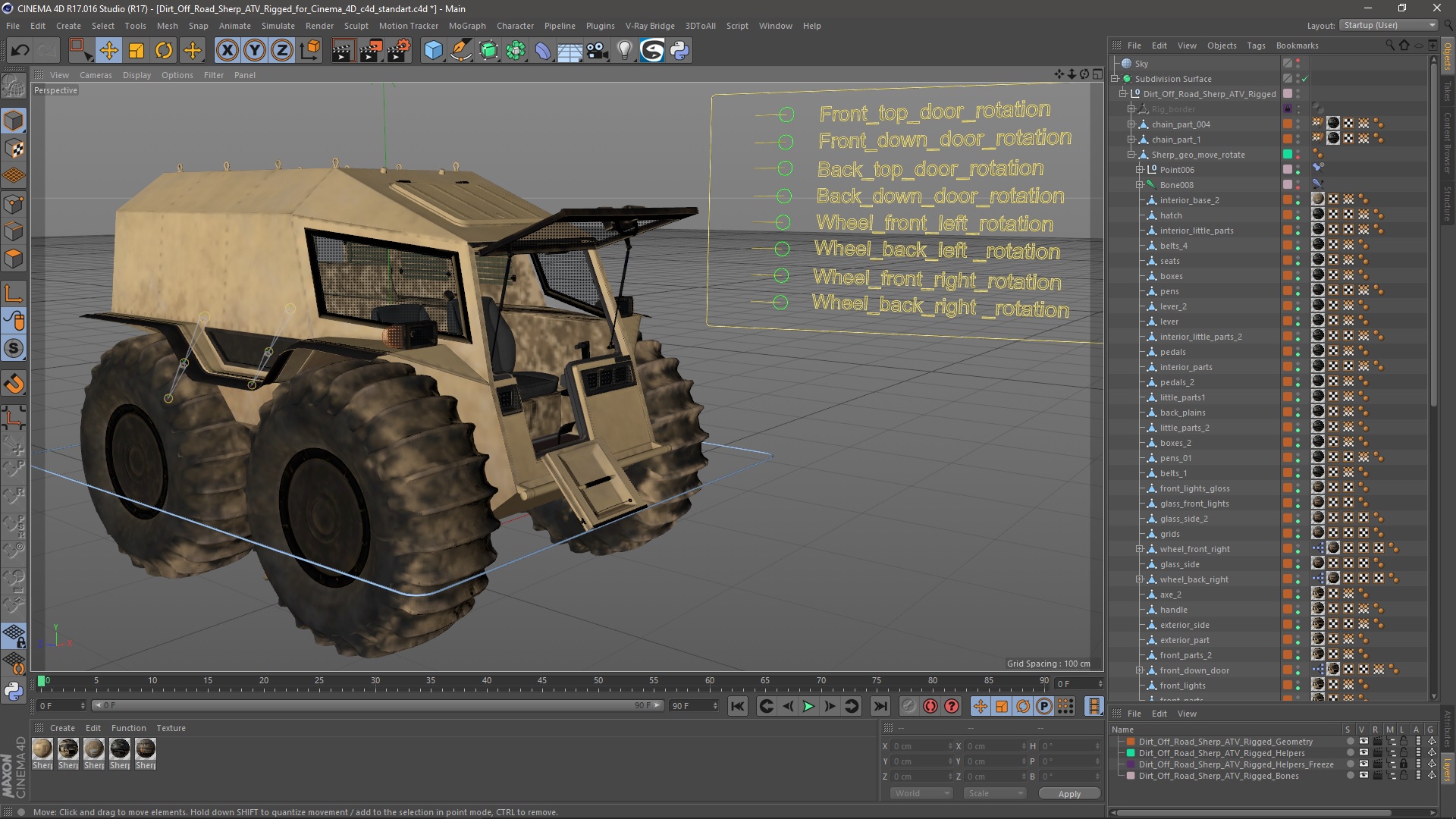 Dirt Off Road Sherp ATV Rigged for Cinema 4D 3D model