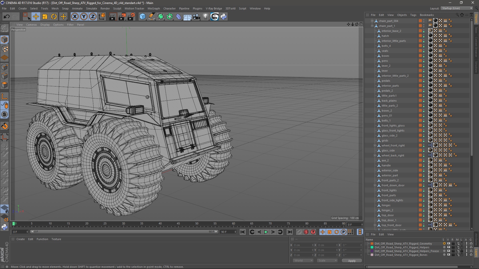 Dirt Off Road Sherp ATV Rigged for Cinema 4D 3D model