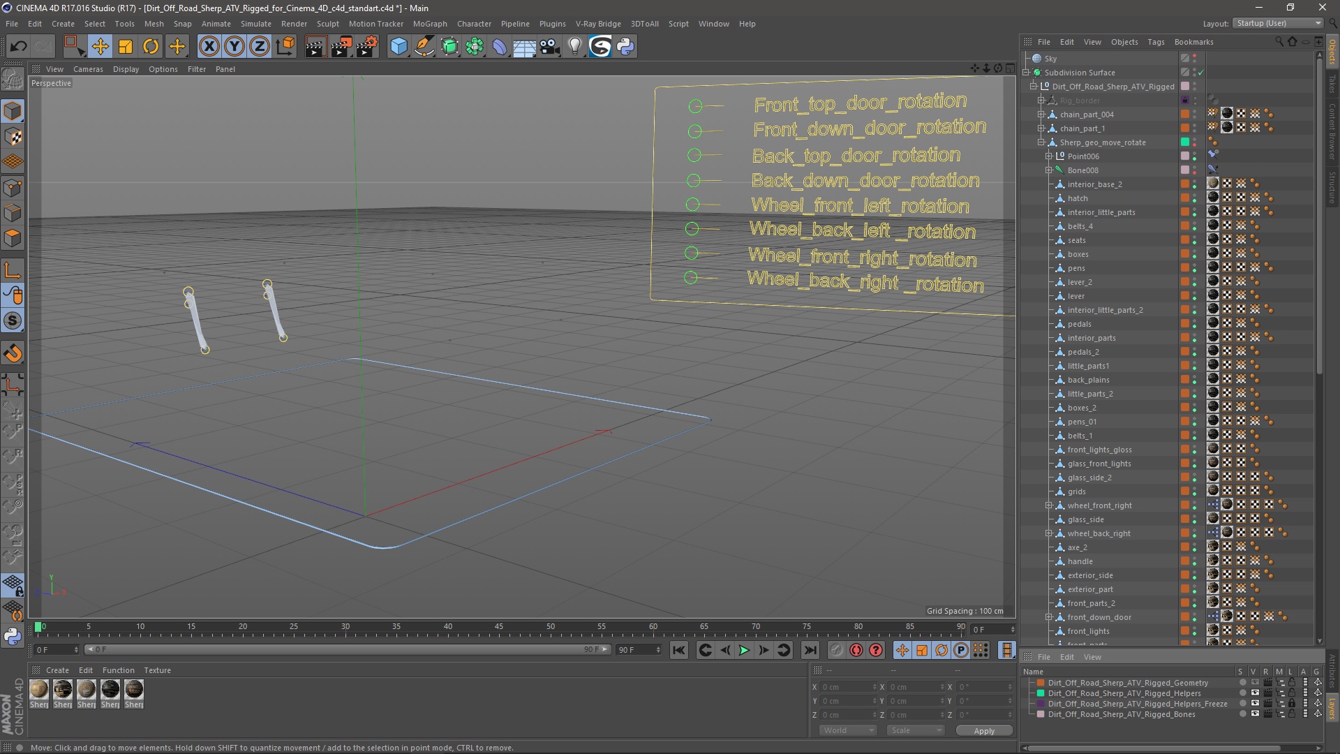 Dirt Off Road Sherp ATV Rigged for Cinema 4D 3D model