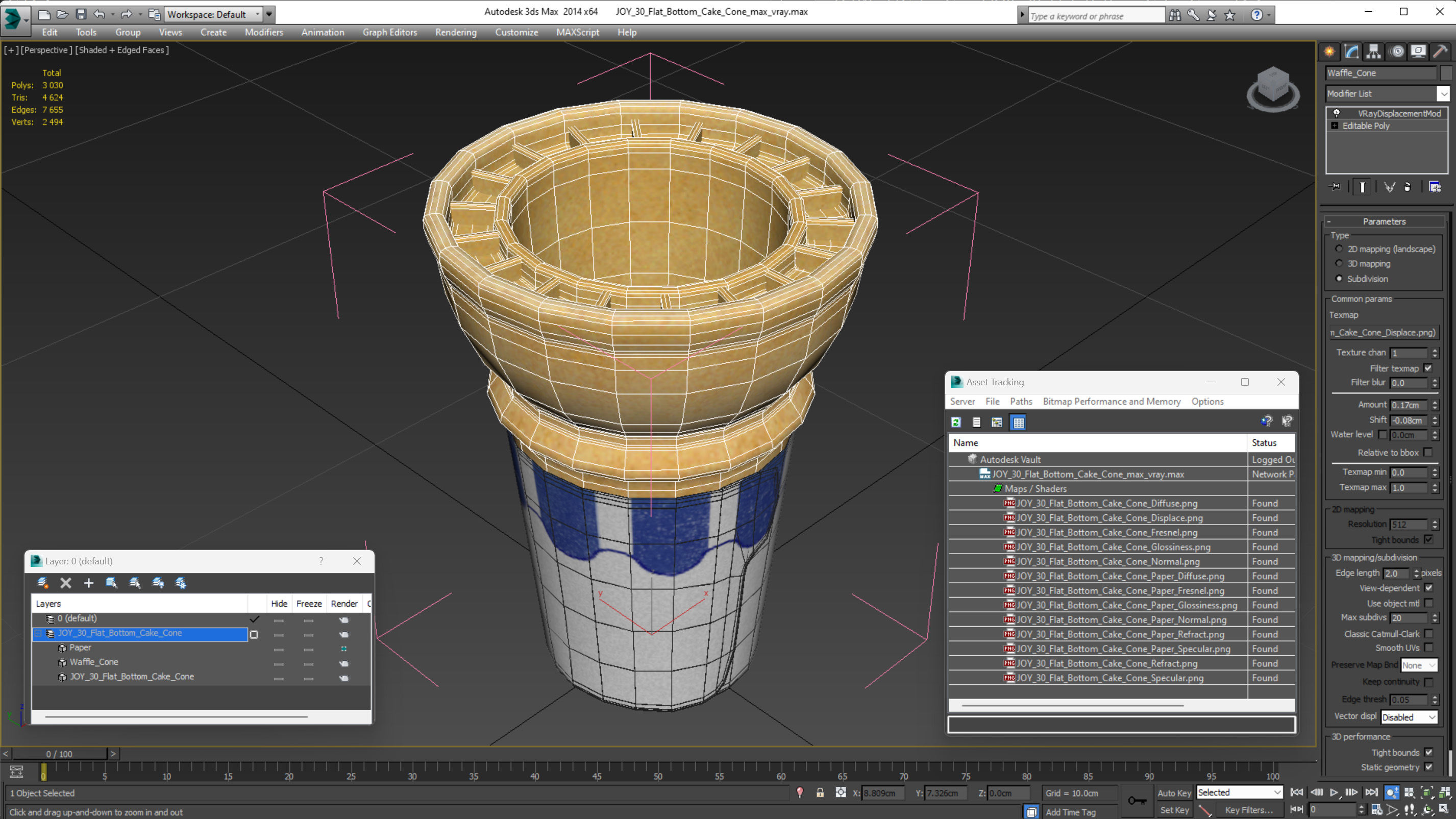 3D JOY 30 Flat Bottom Cake Cone model