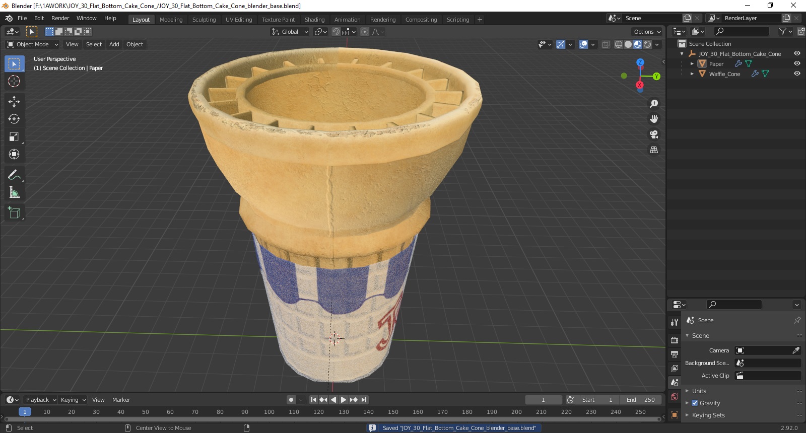 3D JOY 30 Flat Bottom Cake Cone model