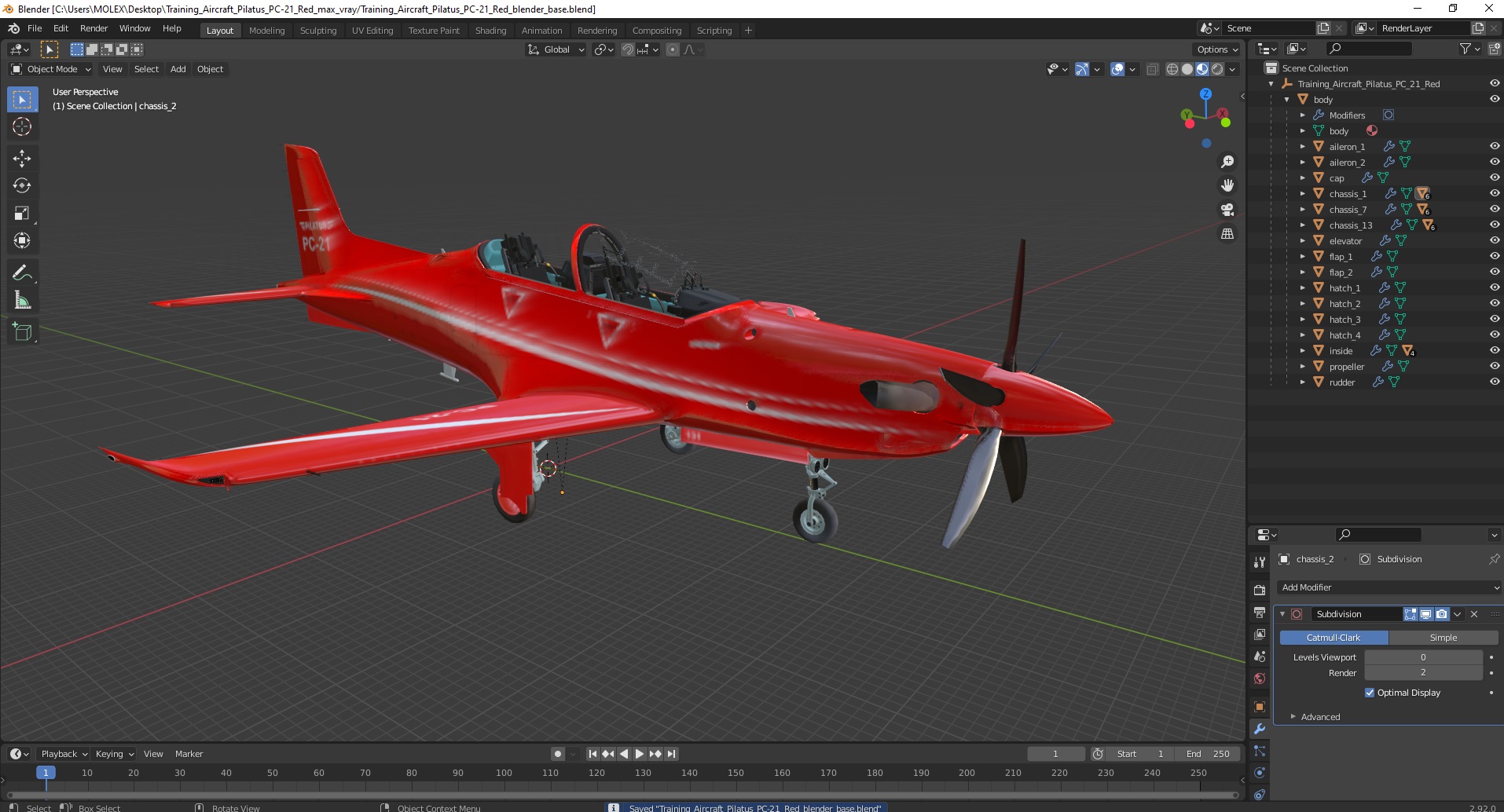 3D model Training Aircraft Pilatus PC-21 Red