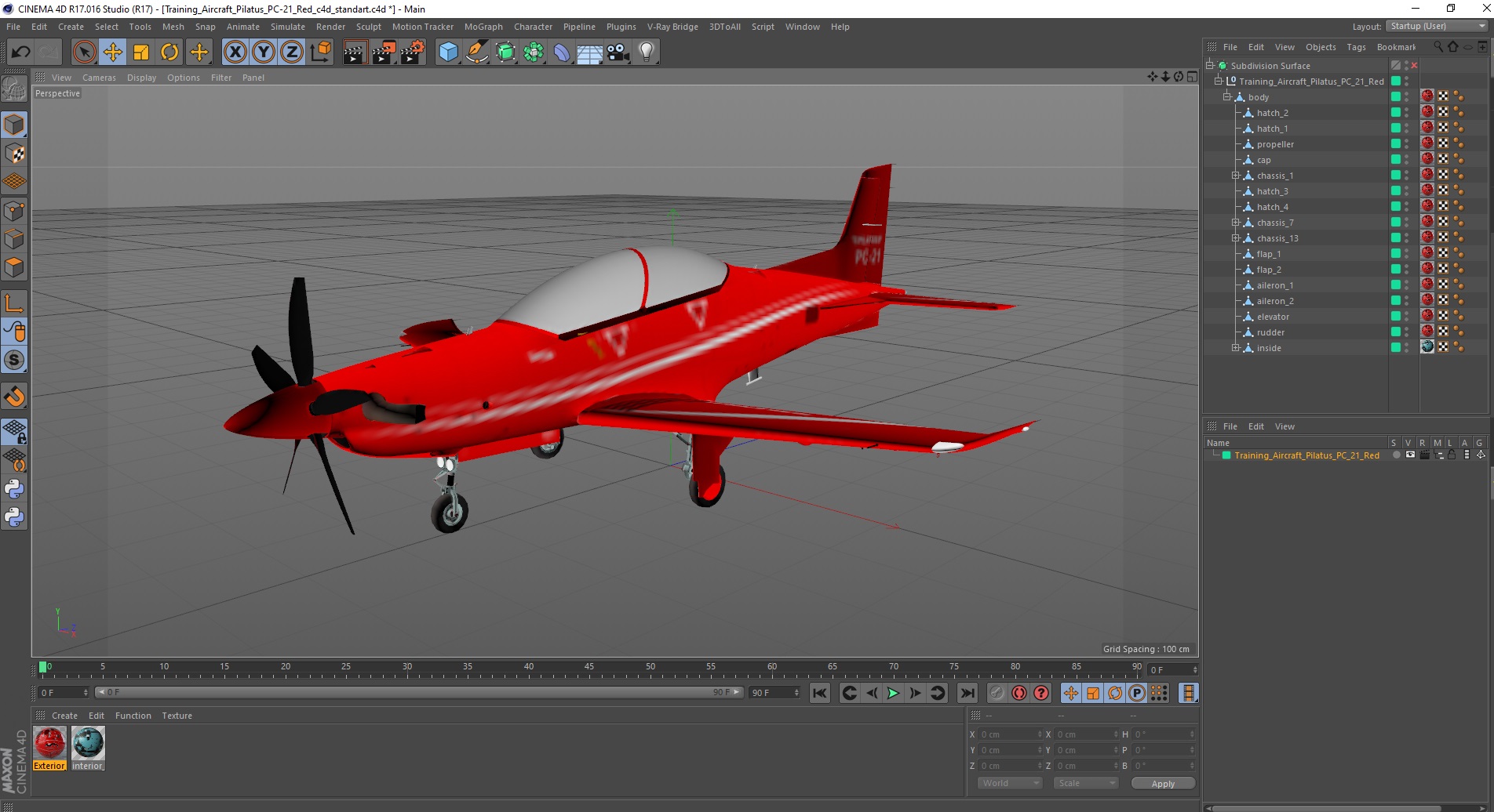 3D model Training Aircraft Pilatus PC-21 Red