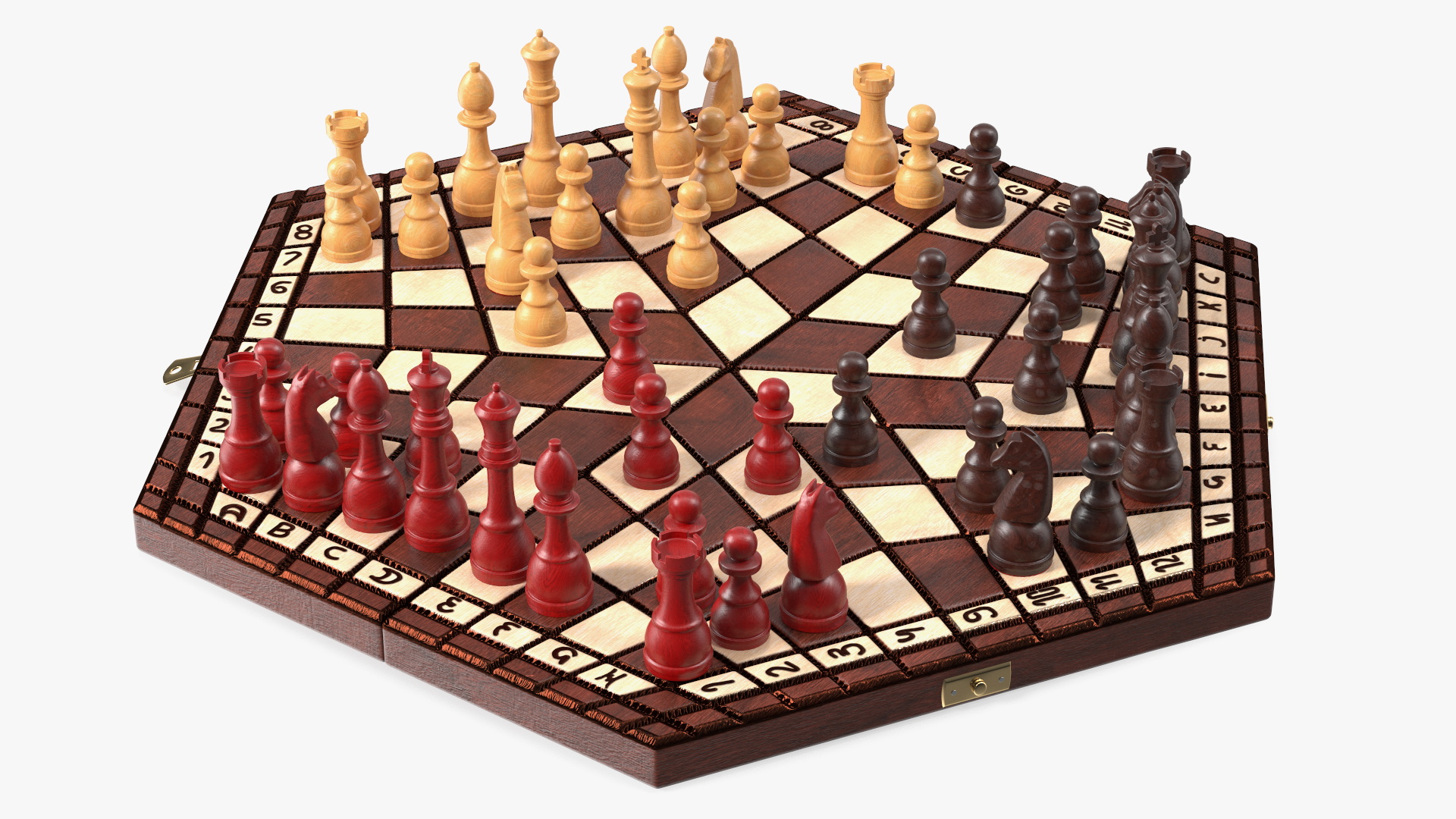 Hexagonal Chess for 3 Players 3D model