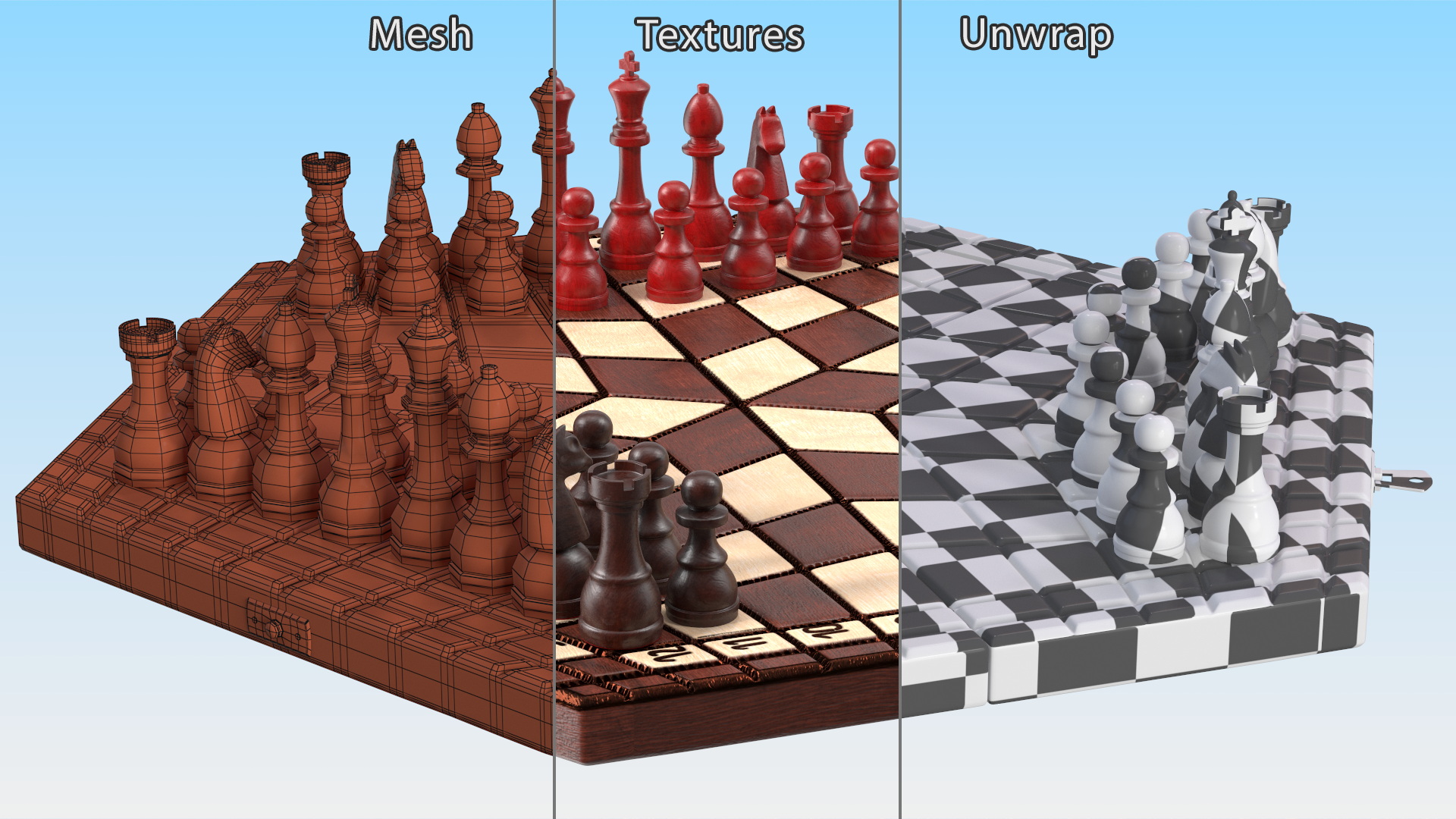 Hexagonal Chess for 3 Players 3D model