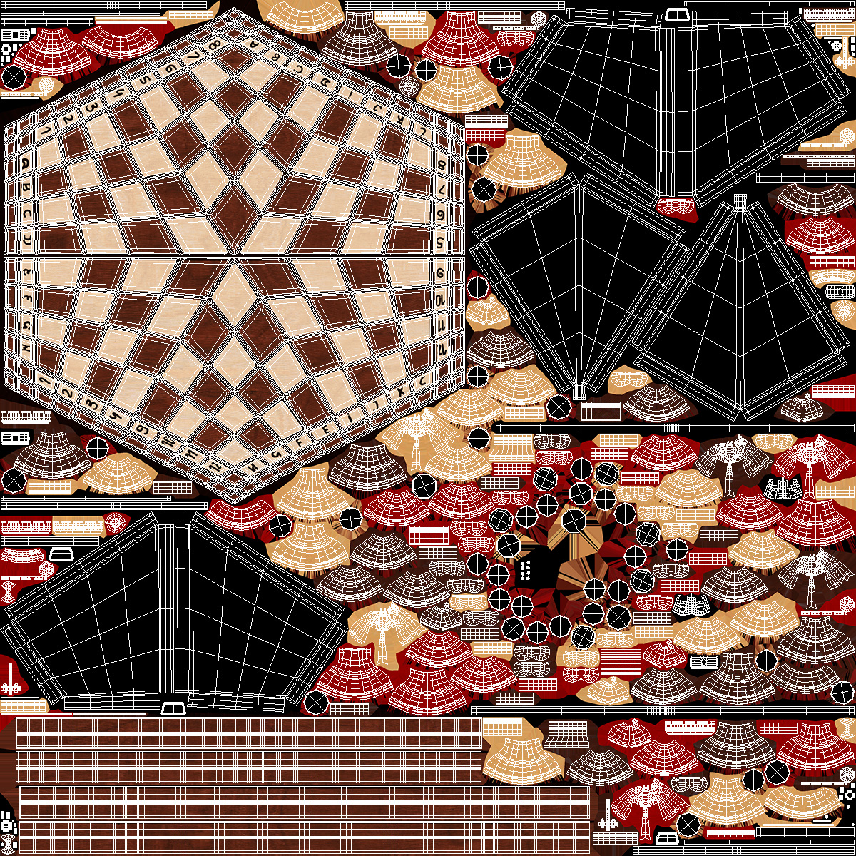 Hexagonal Chess for 3 Players 3D model