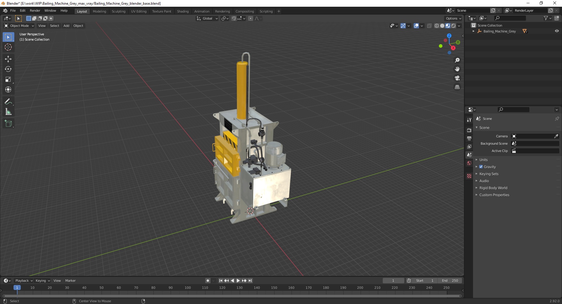 3D model Bailing Machine Grey