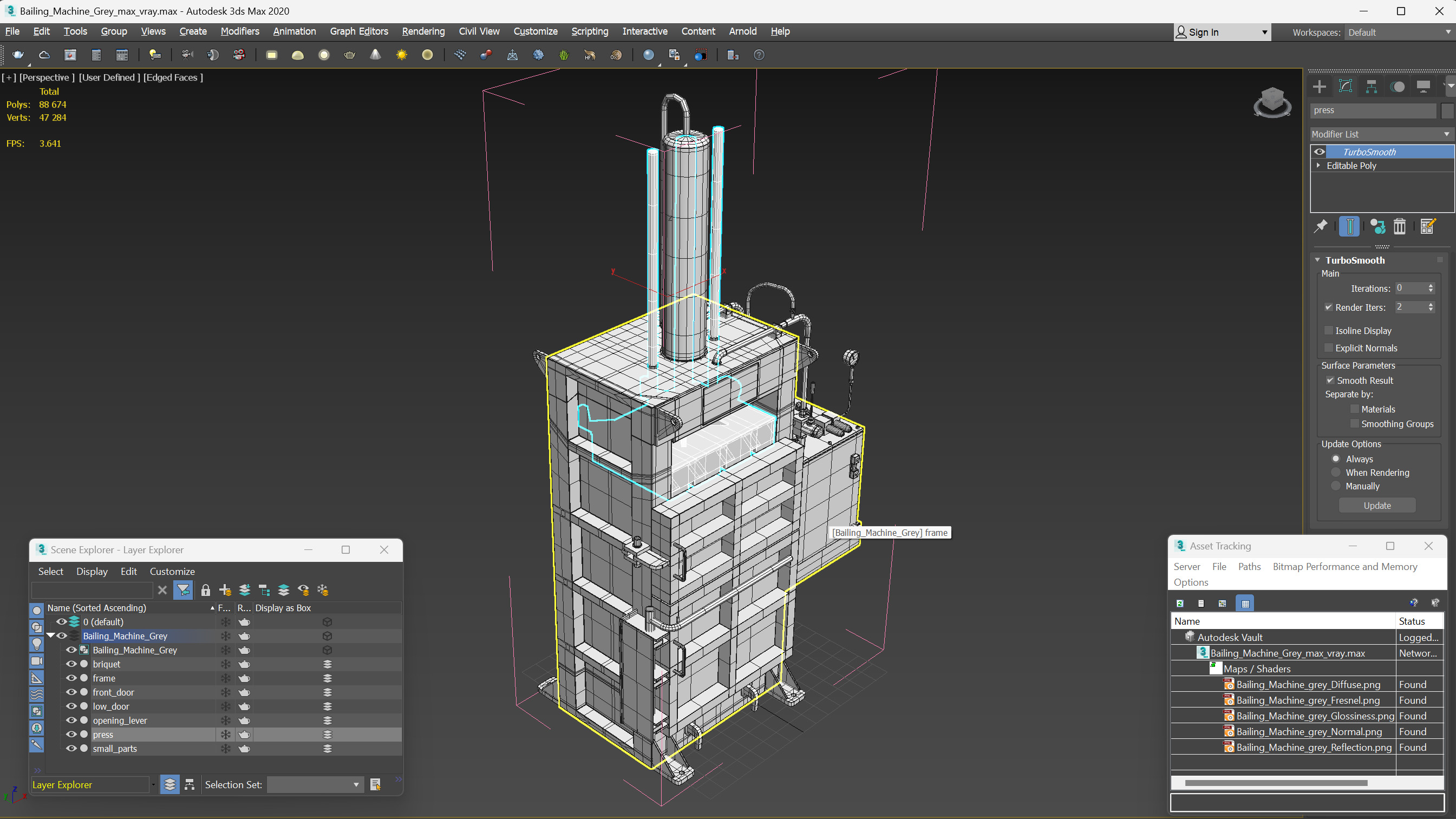 3D model Bailing Machine Grey