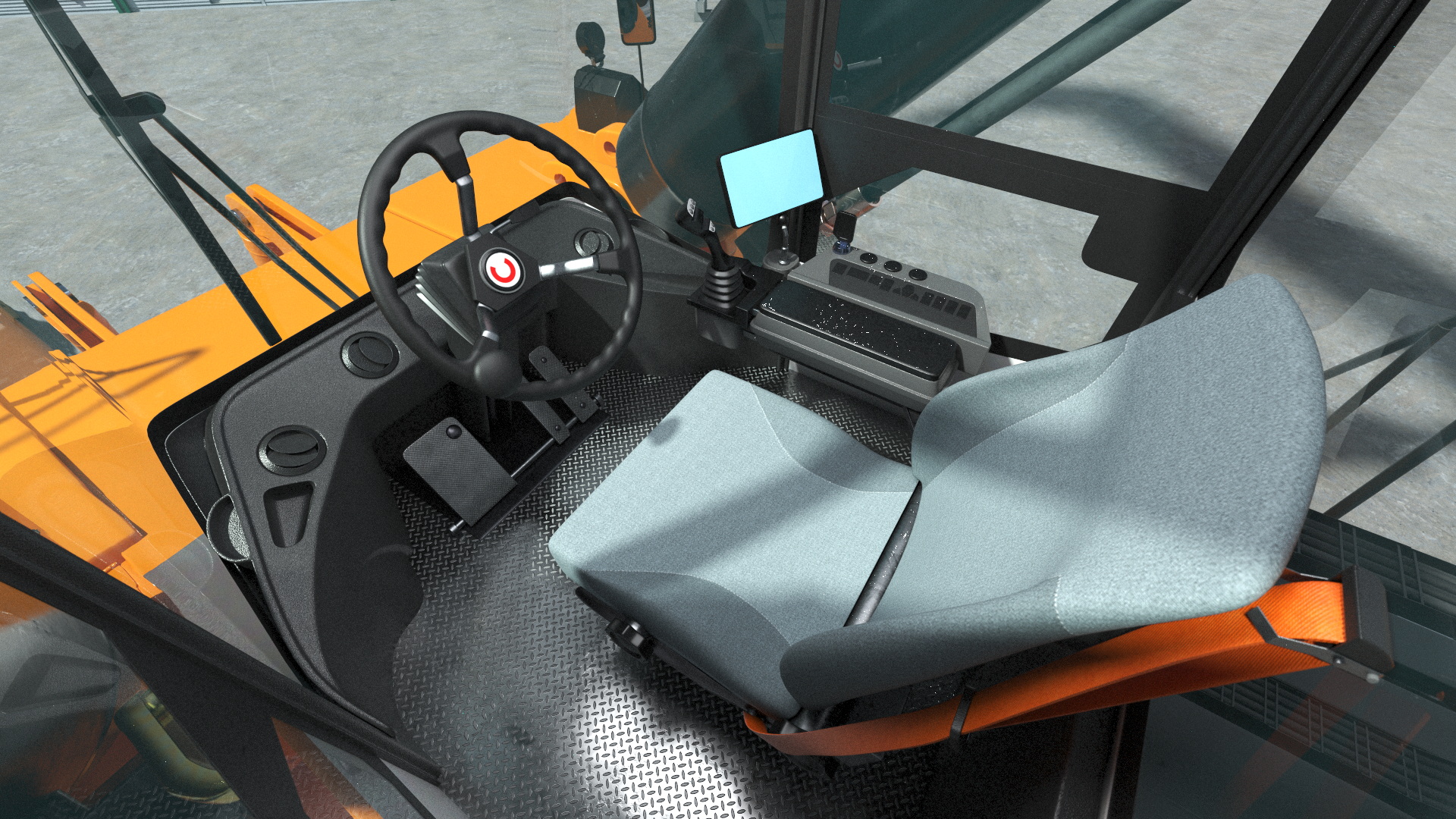 3D Reachstacker Lifts Concrete Slabs model