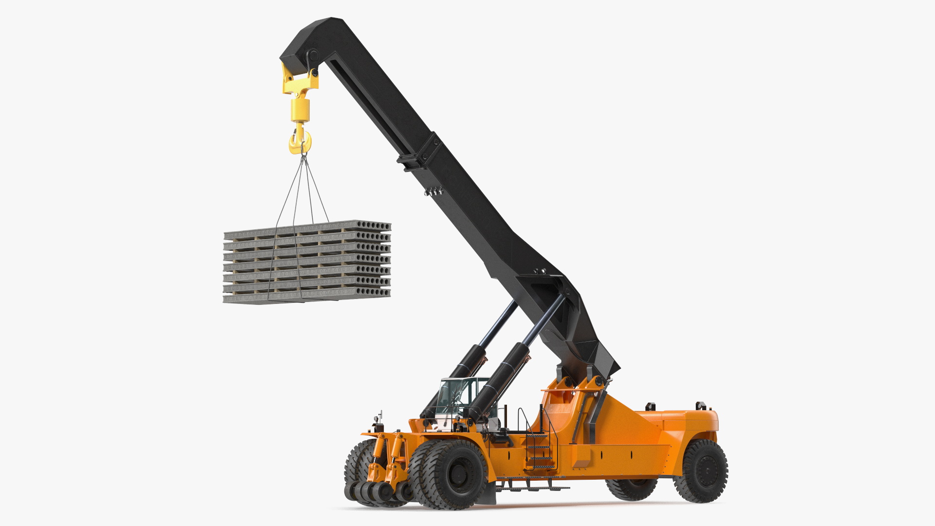 3D Reachstacker Lifts Concrete Slabs model