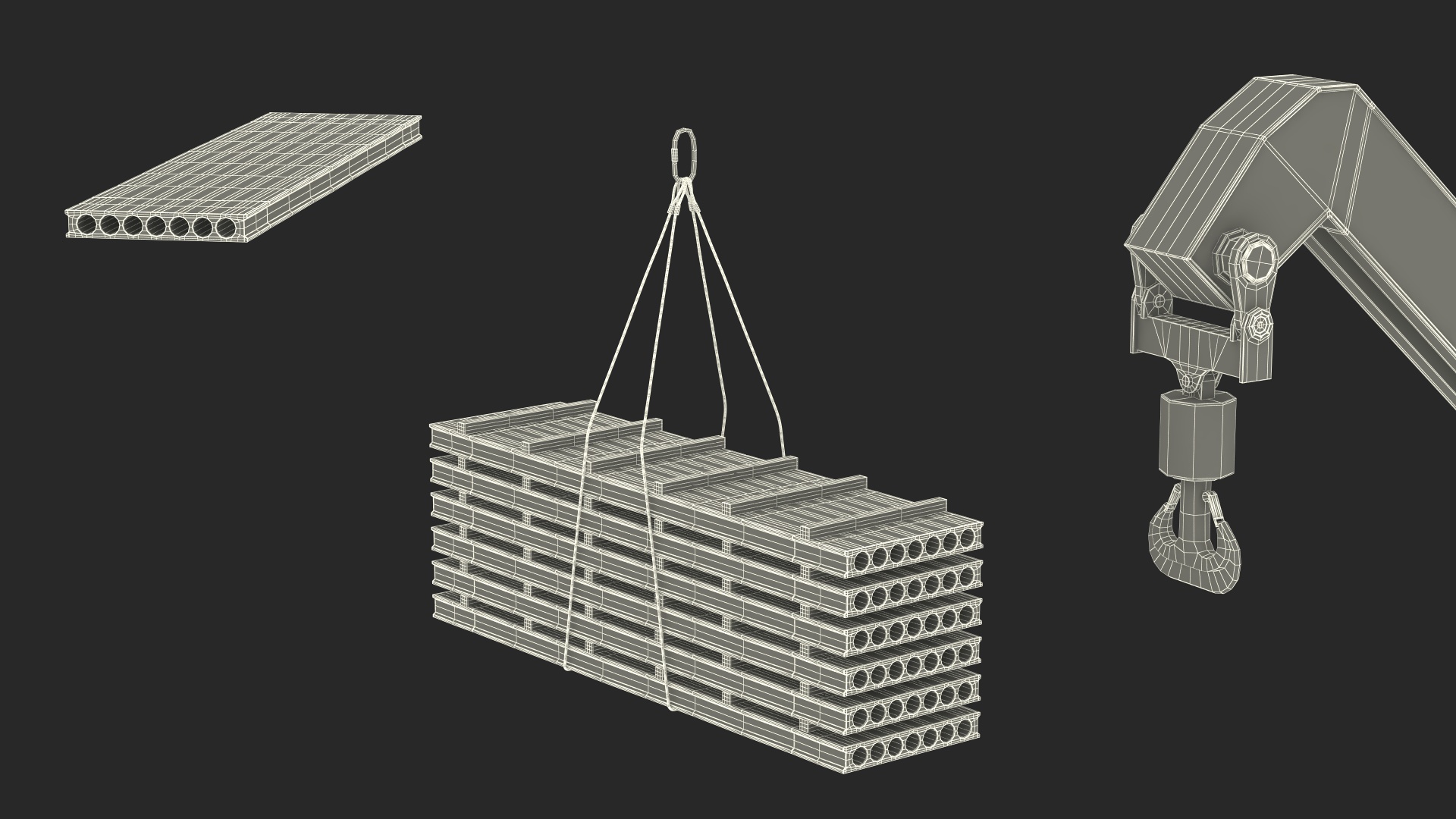 3D Reachstacker Lifts Concrete Slabs model