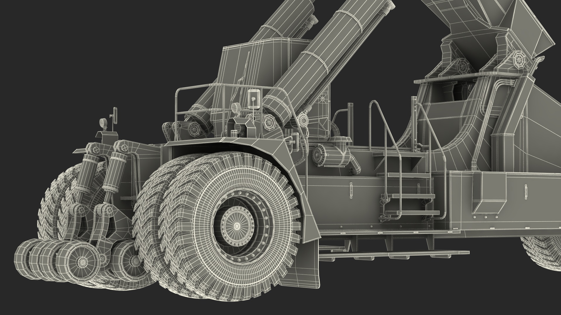 3D Reachstacker Lifts Concrete Slabs model