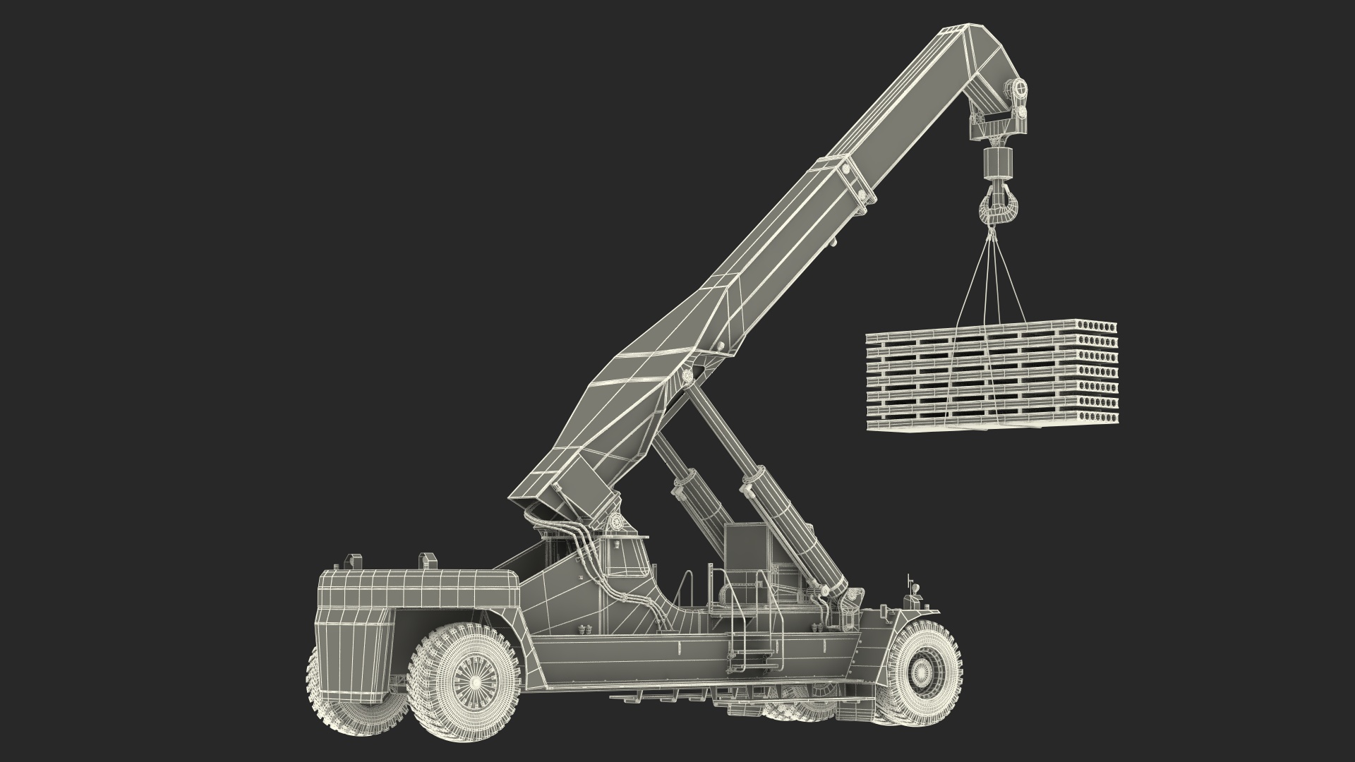 3D Reachstacker Lifts Concrete Slabs model