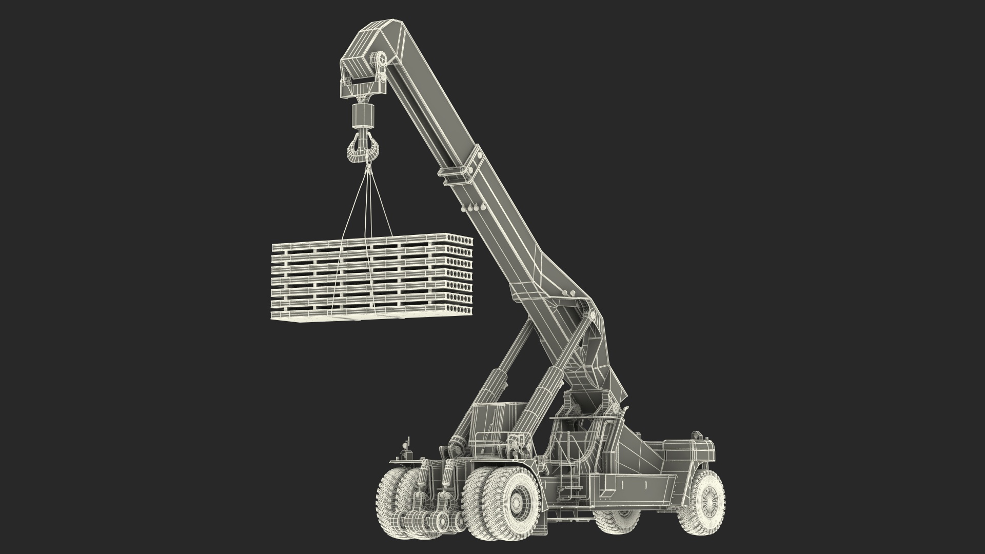 3D Reachstacker Lifts Concrete Slabs model