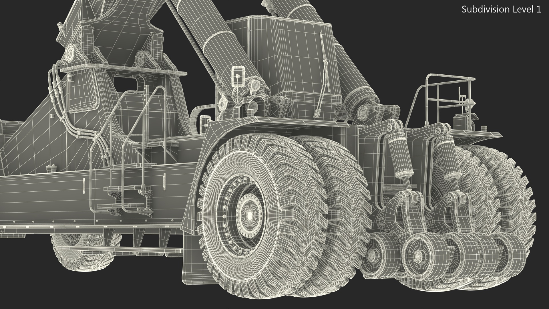 3D Reachstacker Lifts Concrete Slabs model