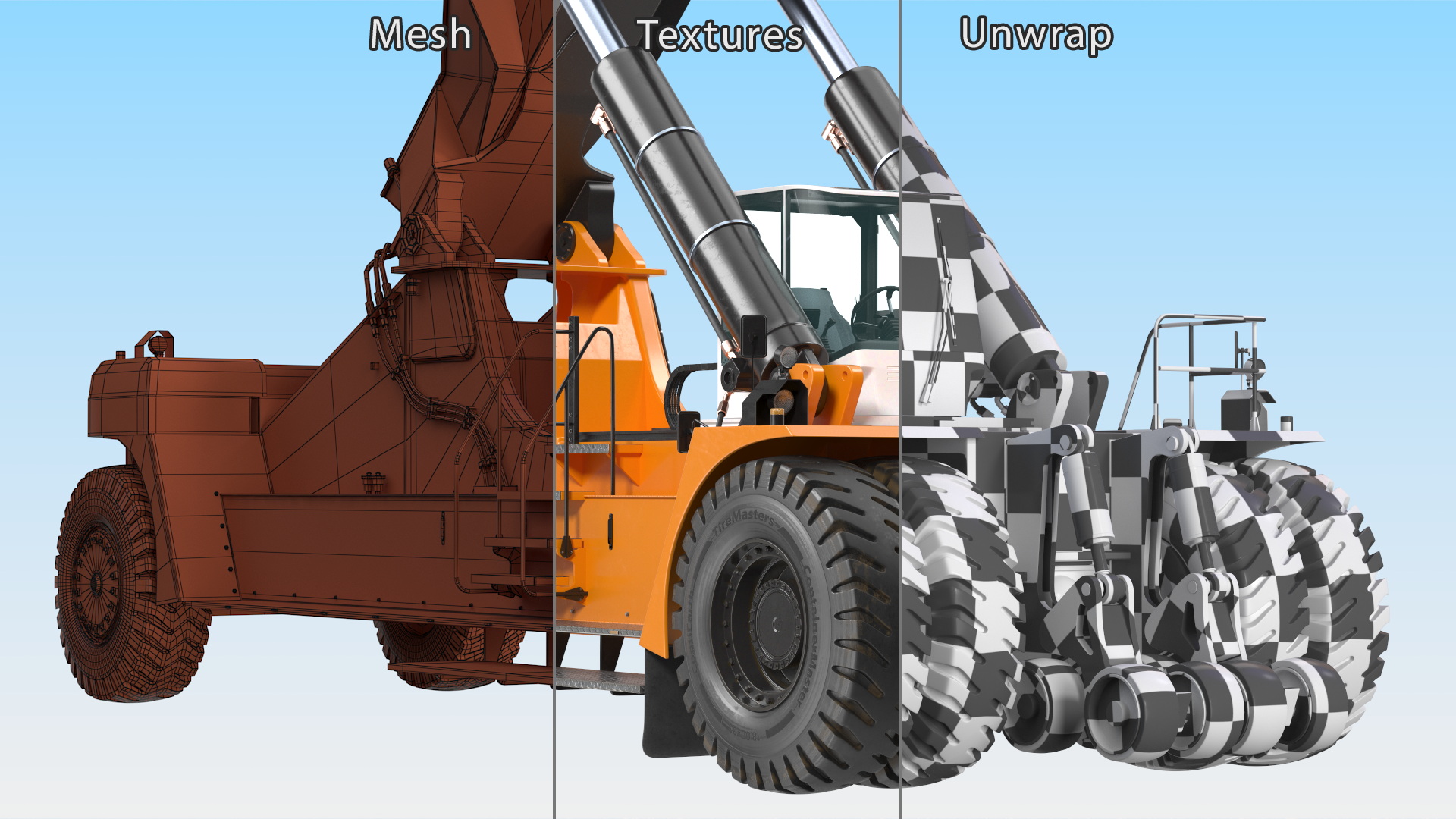 3D Reachstacker Lifts Concrete Slabs model
