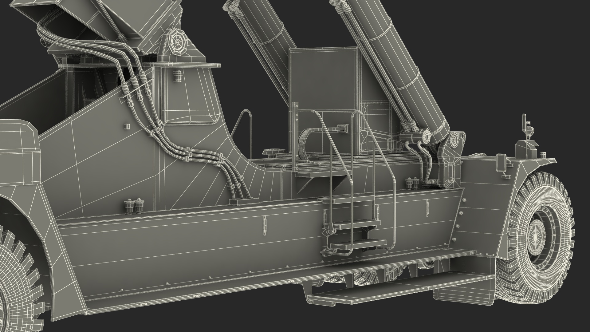 3D Reachstacker Lifts Concrete Slabs model